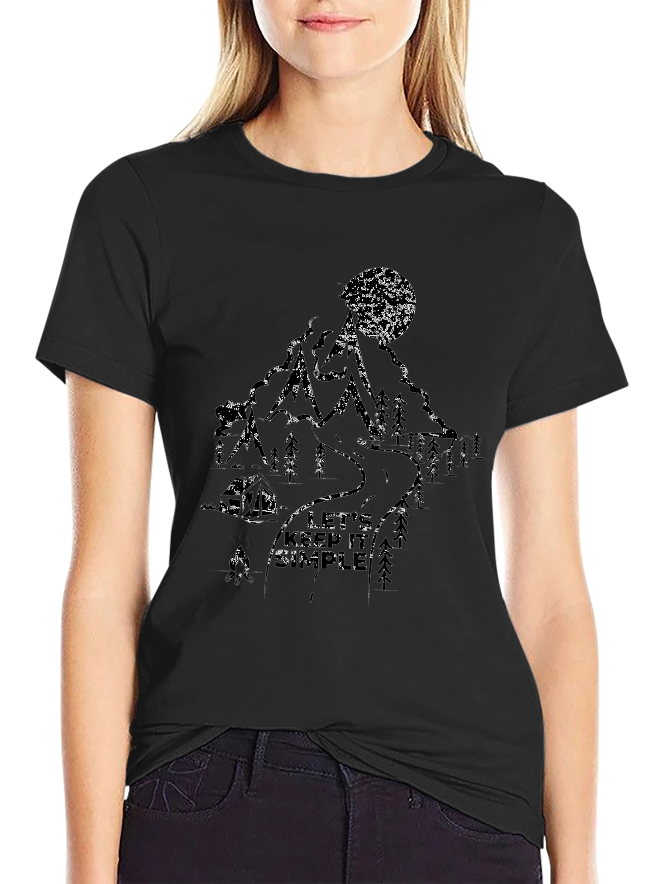 Mountain Scene Graphic Black T-Shirt