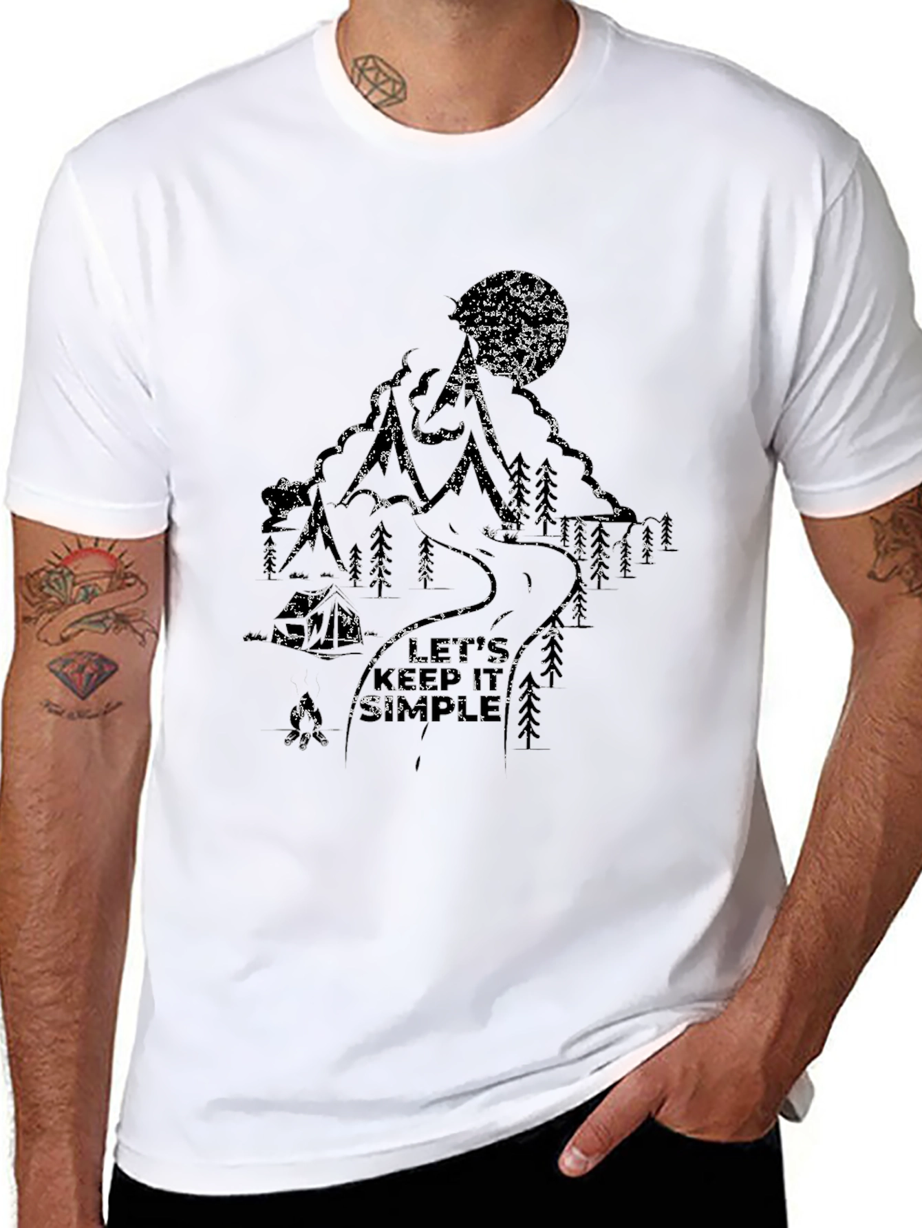Mountain Scene Graphic Black T-Shirt