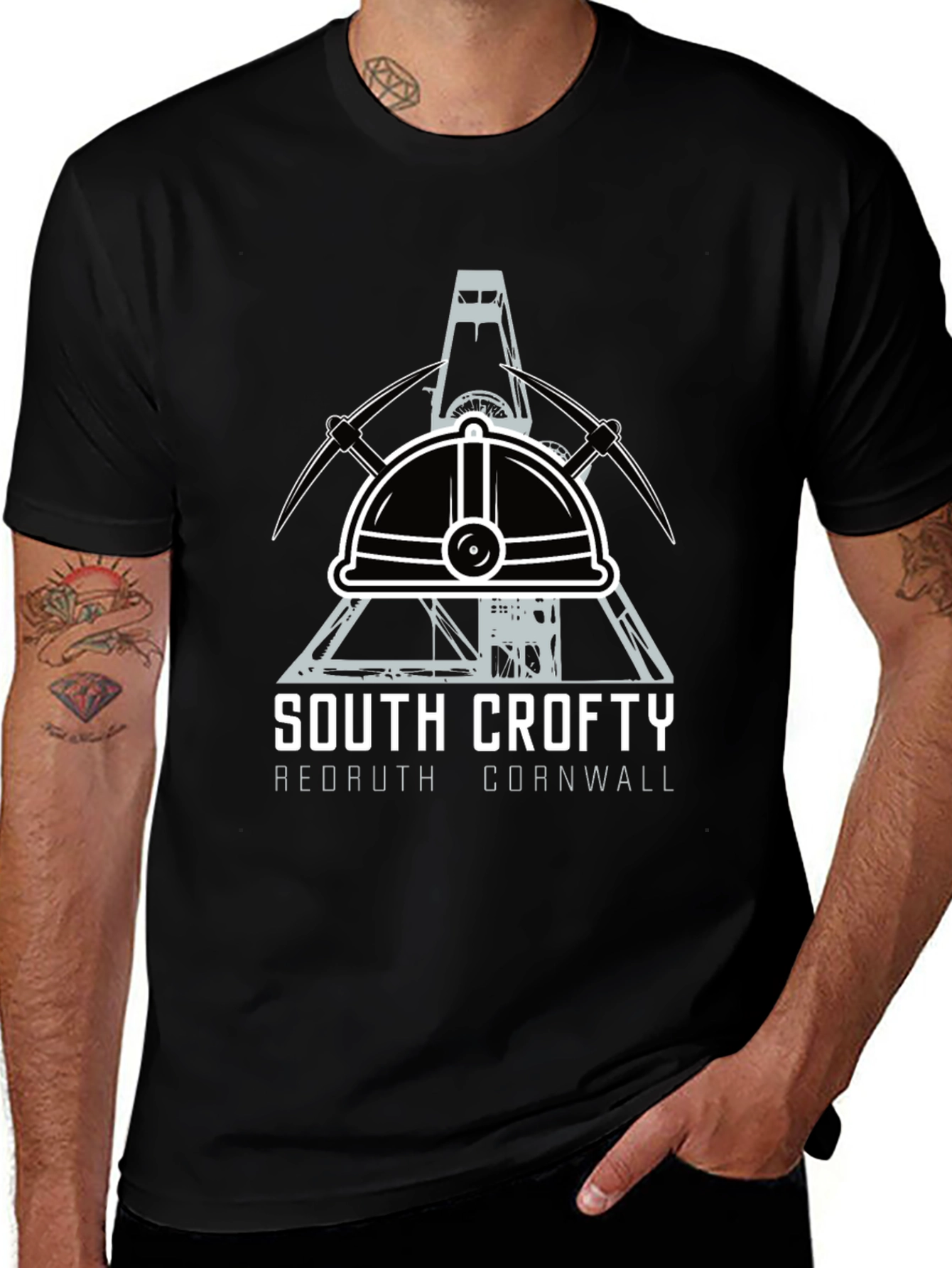 South Crofty Mining T-Shirt - Black Cotton Tee