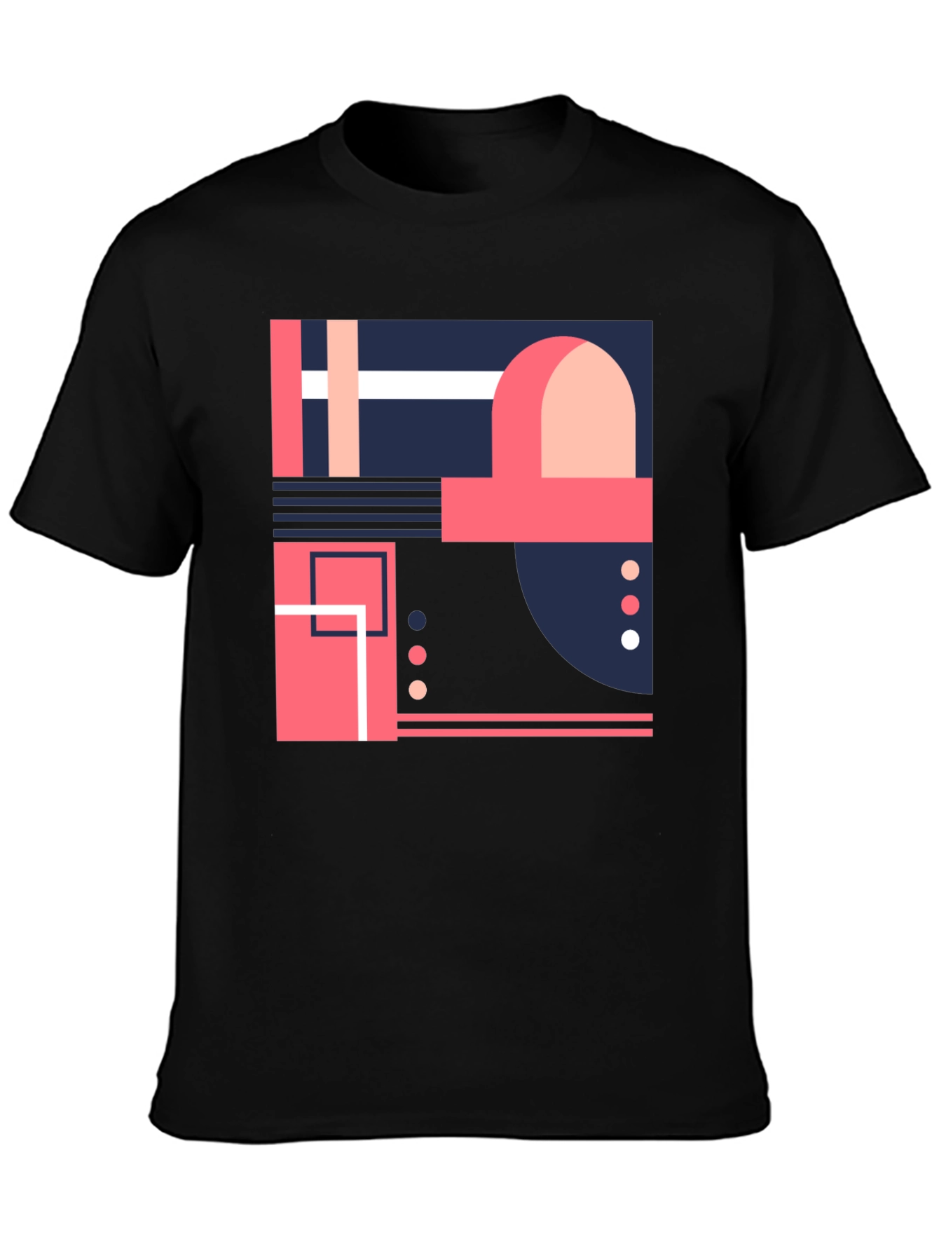 Abstract Geometric Design Black T-Shirt