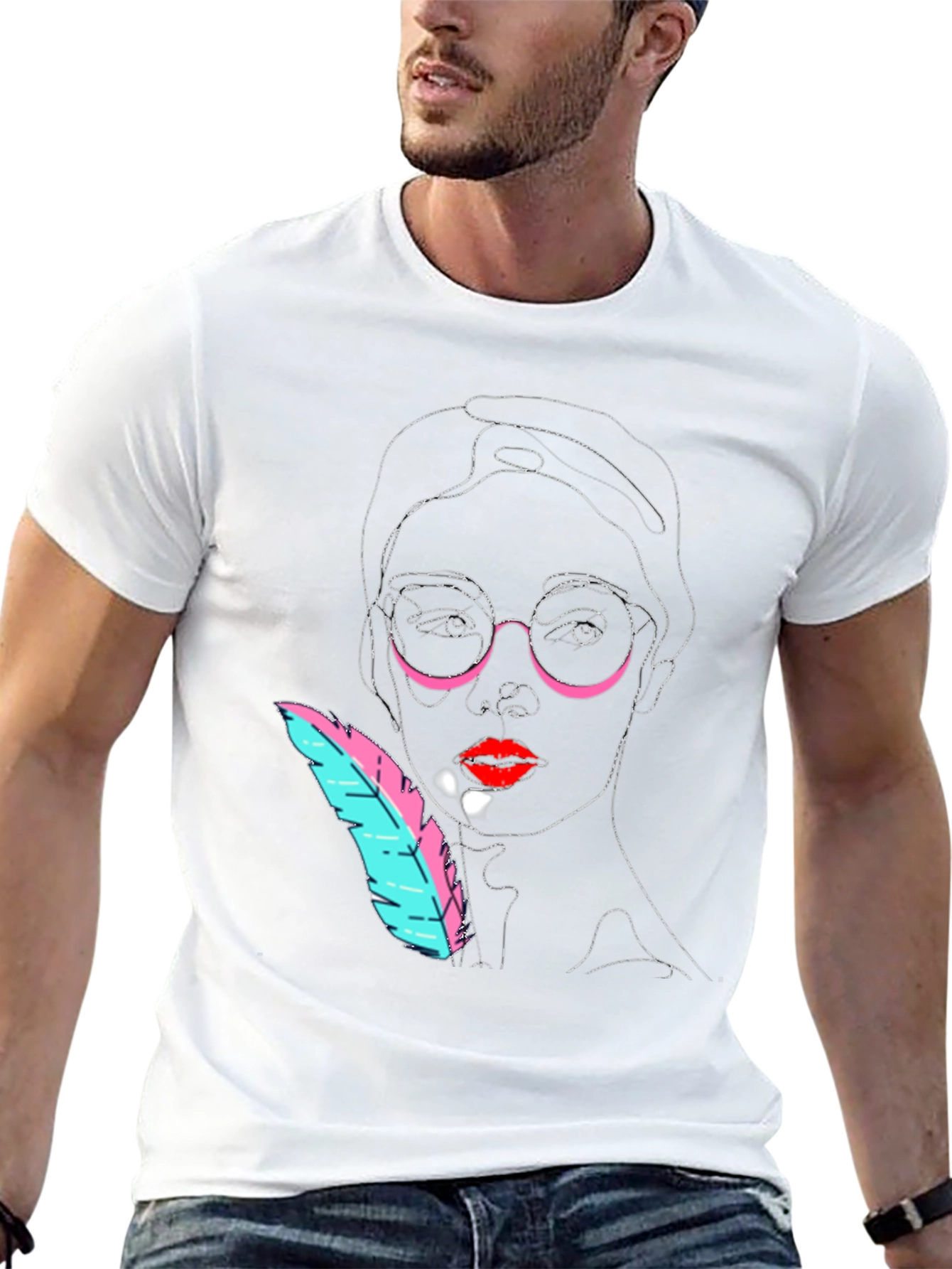Abstract Face Black T-Shirt - Modern Art Tee