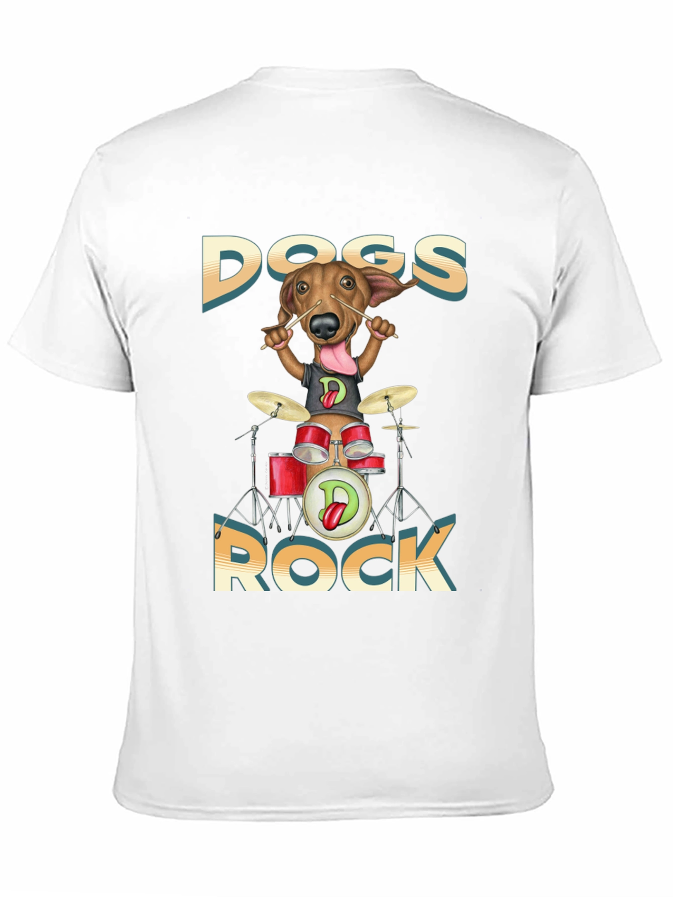 Dogs Rock T-Shirt - Dachshund Drummer Tee