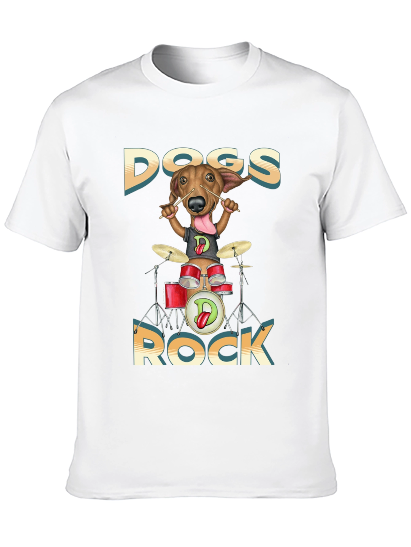 Dogs Rock T-Shirt - Dachshund Drummer Tee