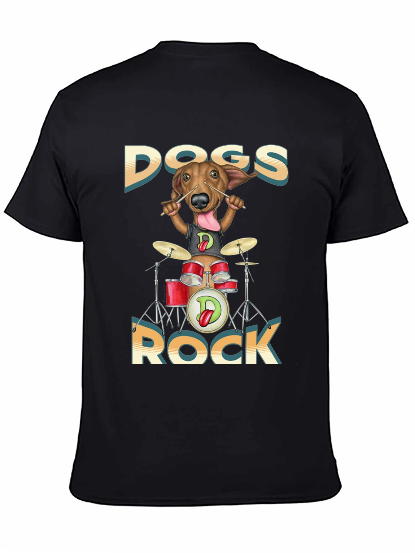 Dogs Rock T-Shirt - Dachshund Drummer Tee
