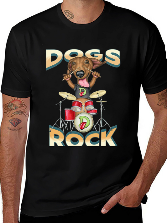 Dogs Rock T-Shirt - Dachshund Drummer Tee