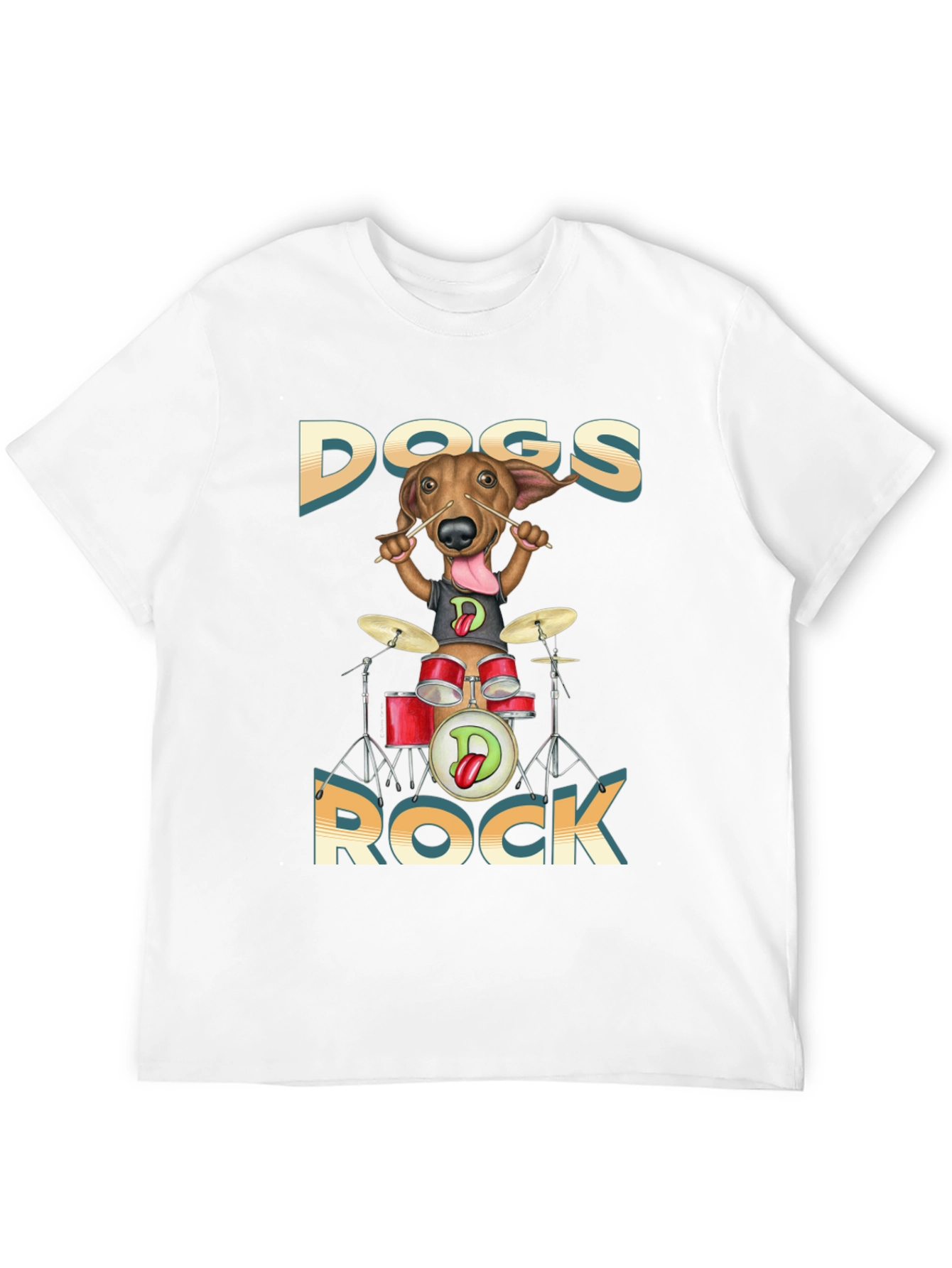 Dogs Rock T-Shirt - Dachshund Drummer Tee