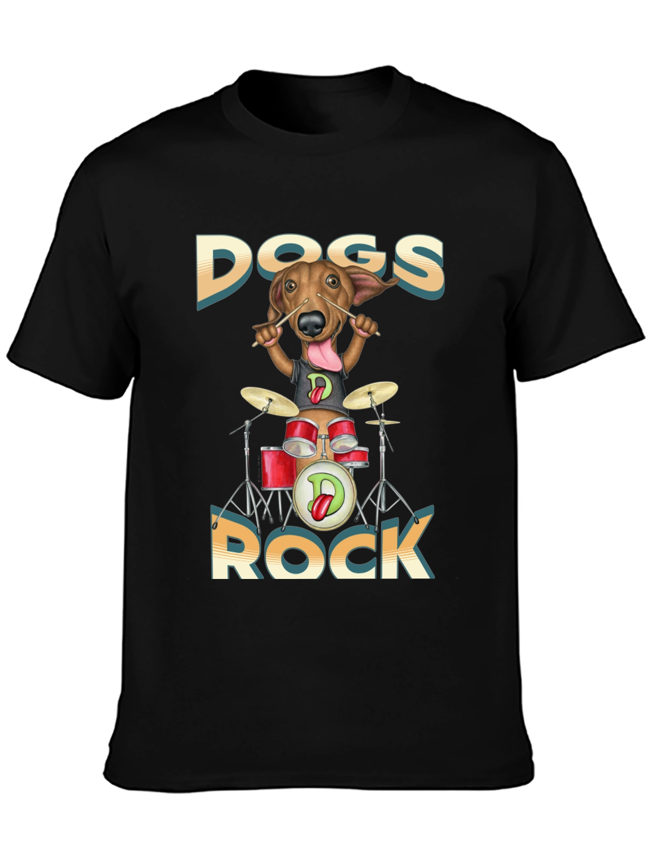 Dogs Rock T-Shirt - Dachshund Drummer Tee