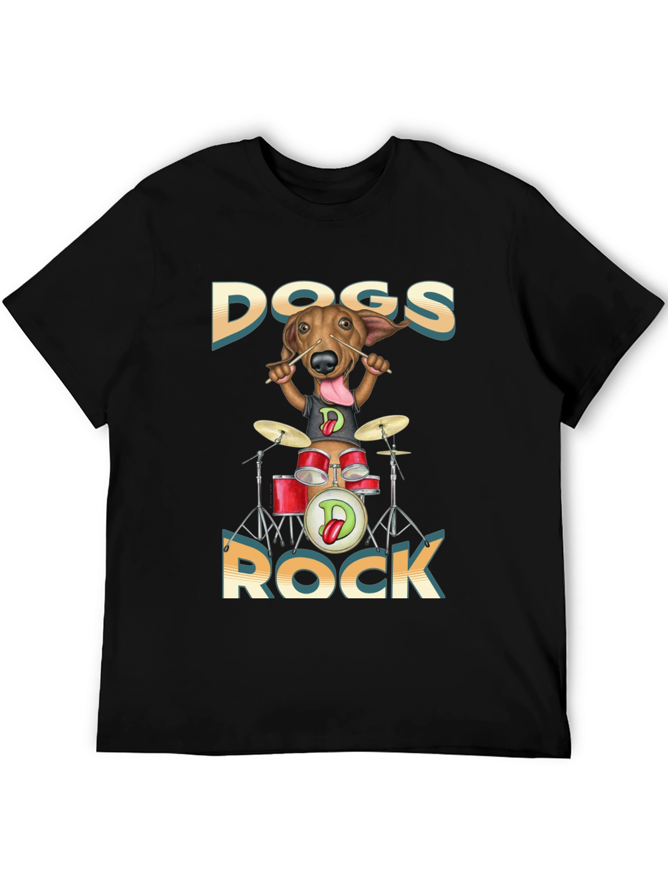 Dogs Rock T-Shirt - Dachshund Drummer Tee