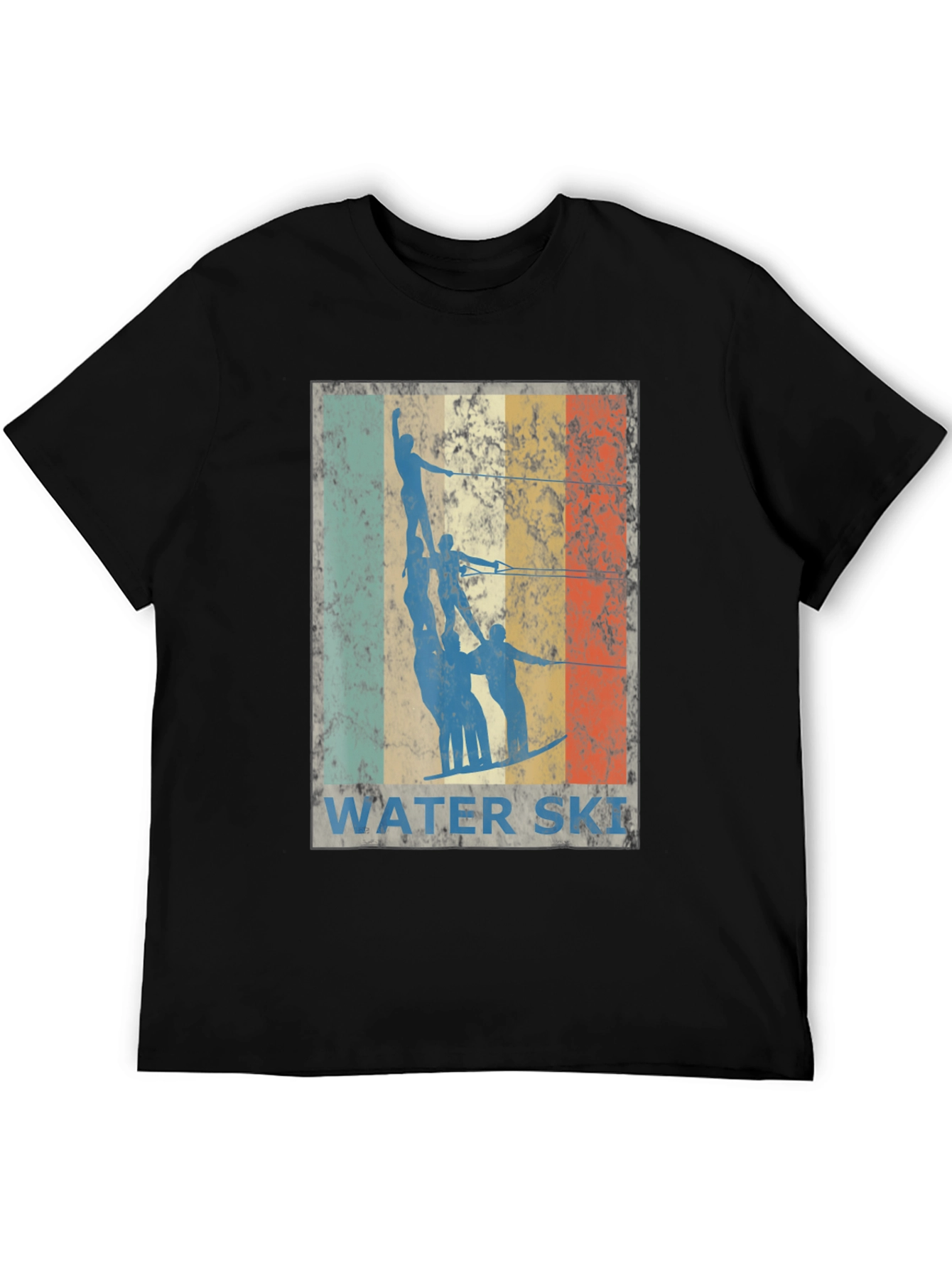 Retro Water Skiing Graphic Tee - Black