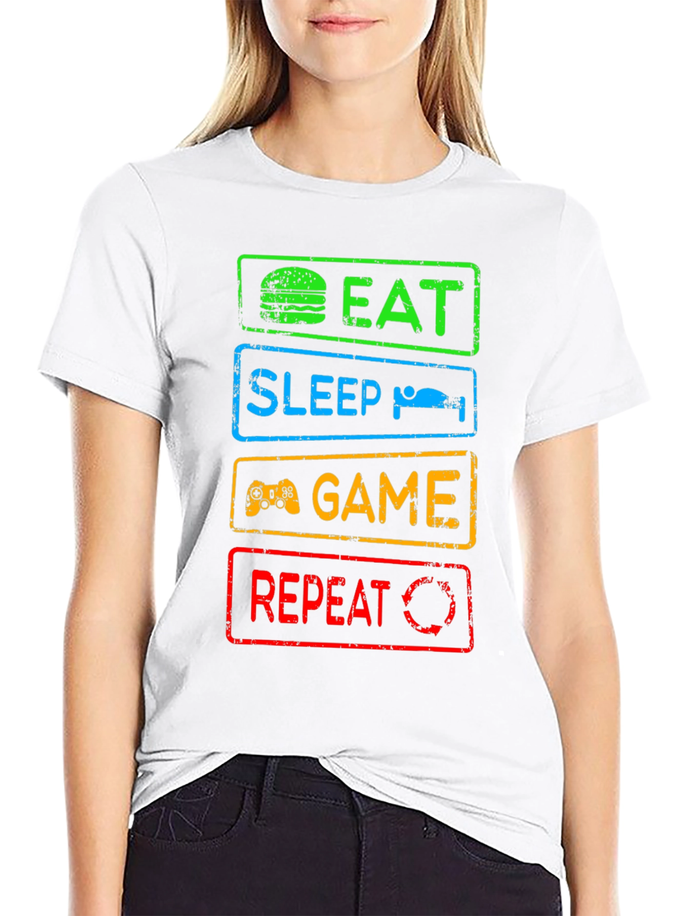 Eat Sleep Game Repeat Graphic Tee - Gamer T-Shirt