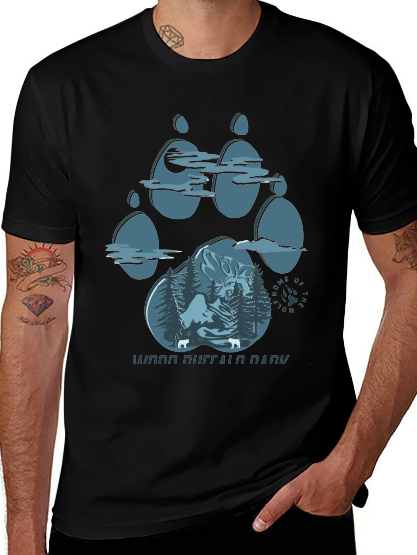 Wood Buffalo National Park Wolf Paw Print Graphic T-Shirt
