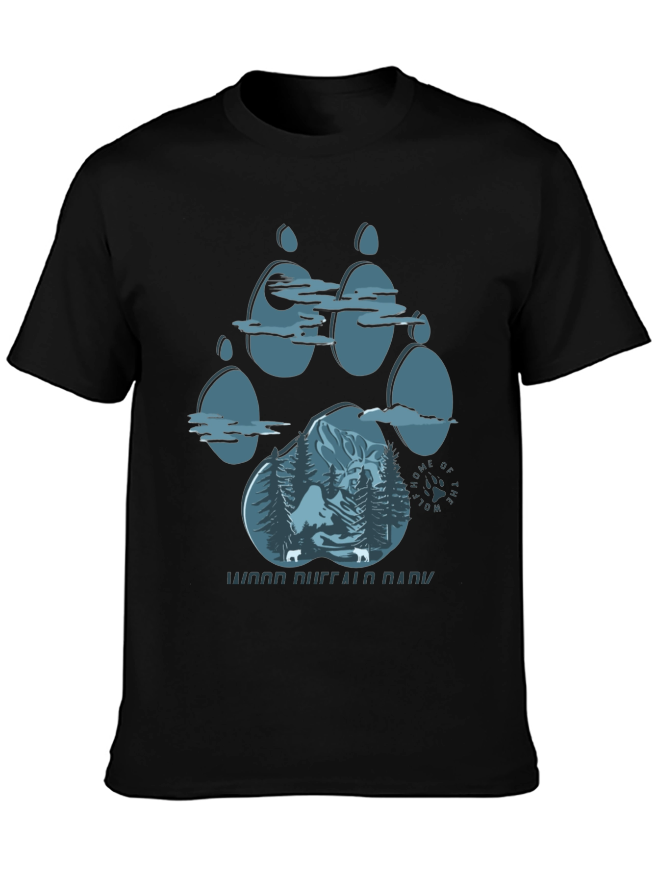 Wood Buffalo National Park Wolf Paw Print Graphic T-Shirt