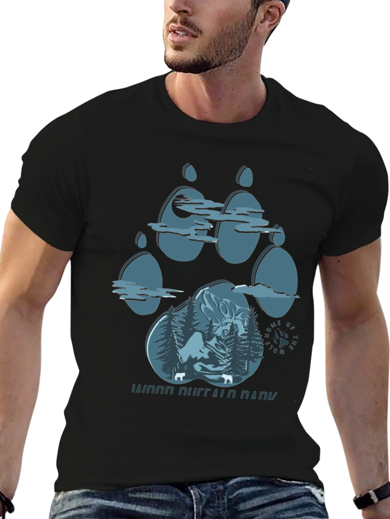 Wood Buffalo National Park Wolf Paw Print Graphic T-Shirt