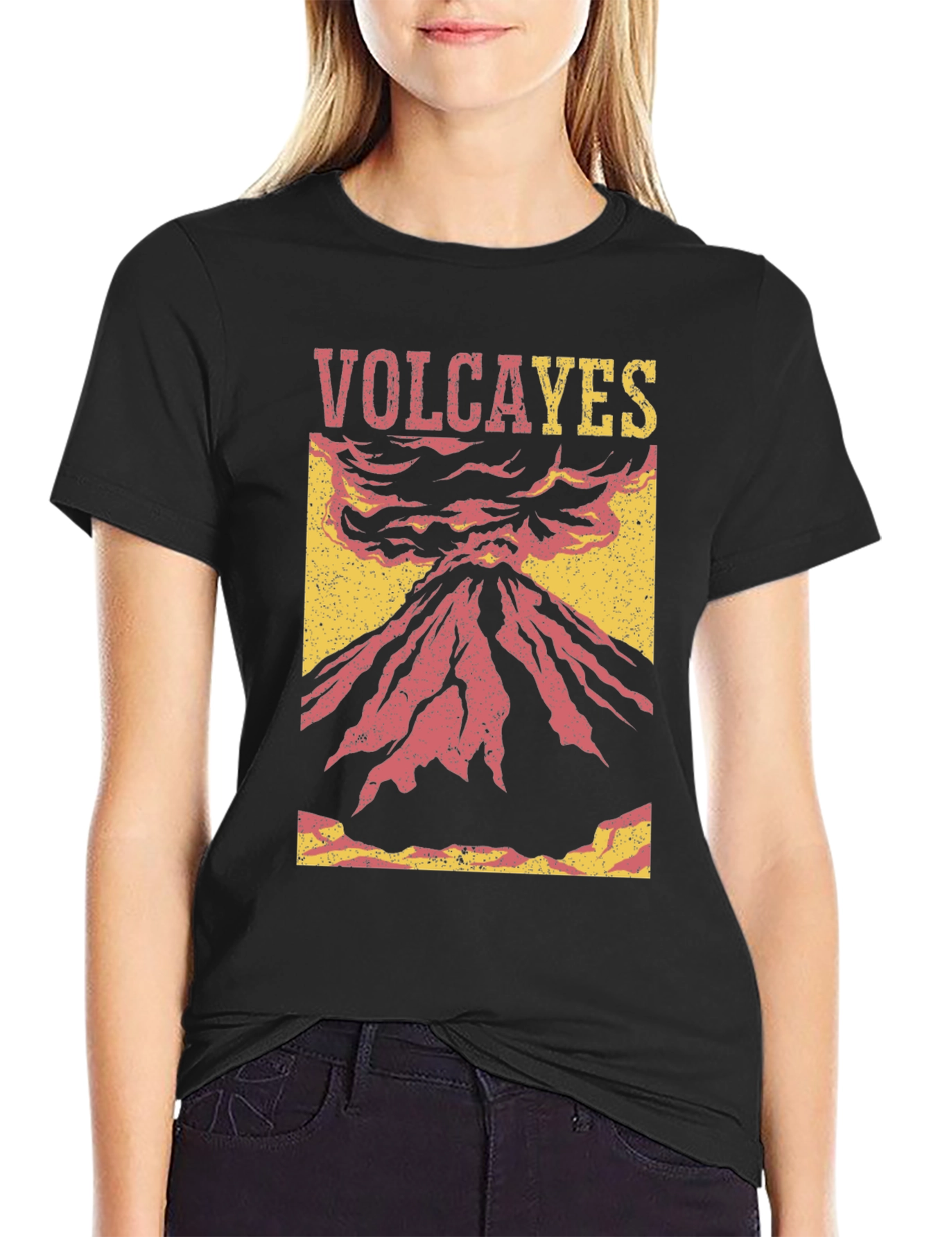 Volcano Graphic Tee - Distressed Style