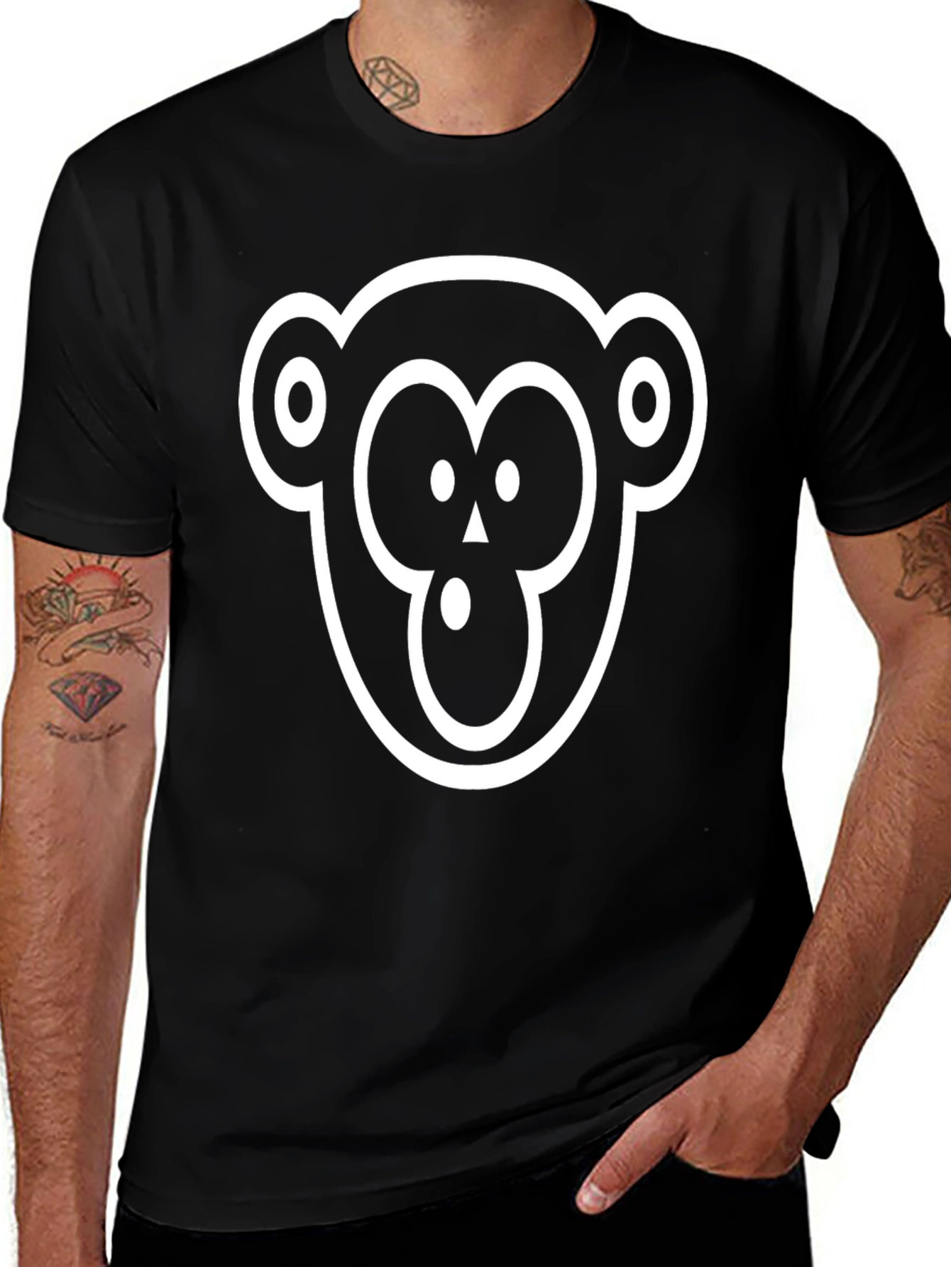 Monkey Face Graphic T-Shirt - Cool Casual Style