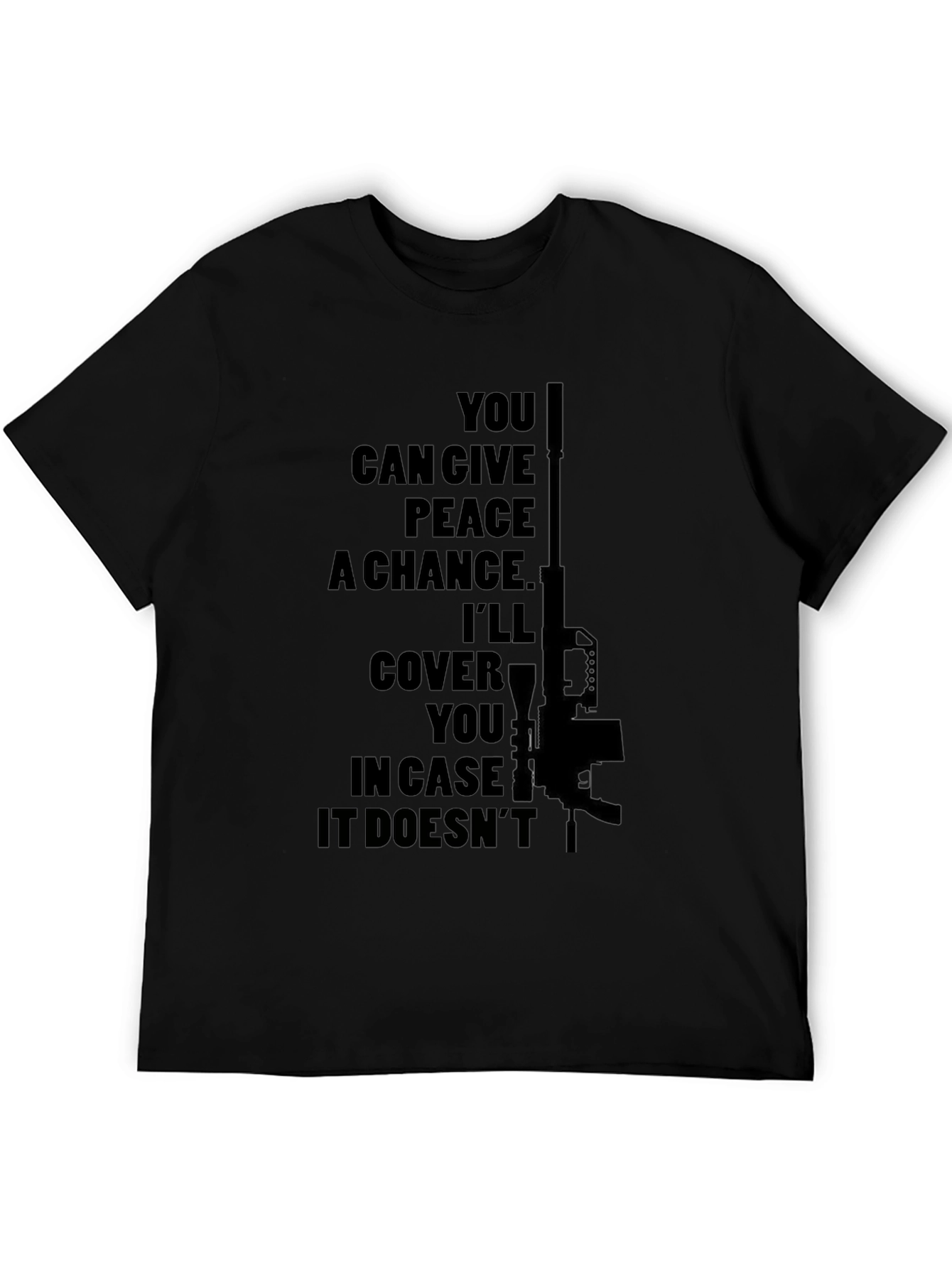 Peaceful Backup Tee - Gun Graphic Novelty Shirt