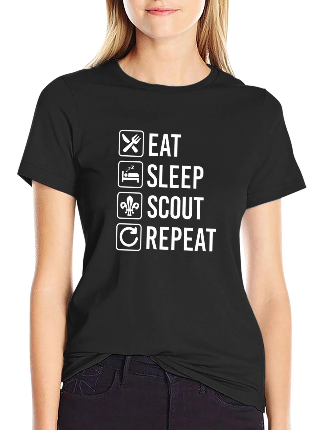Eat Sleep Scout Repeat Black T-Shirt