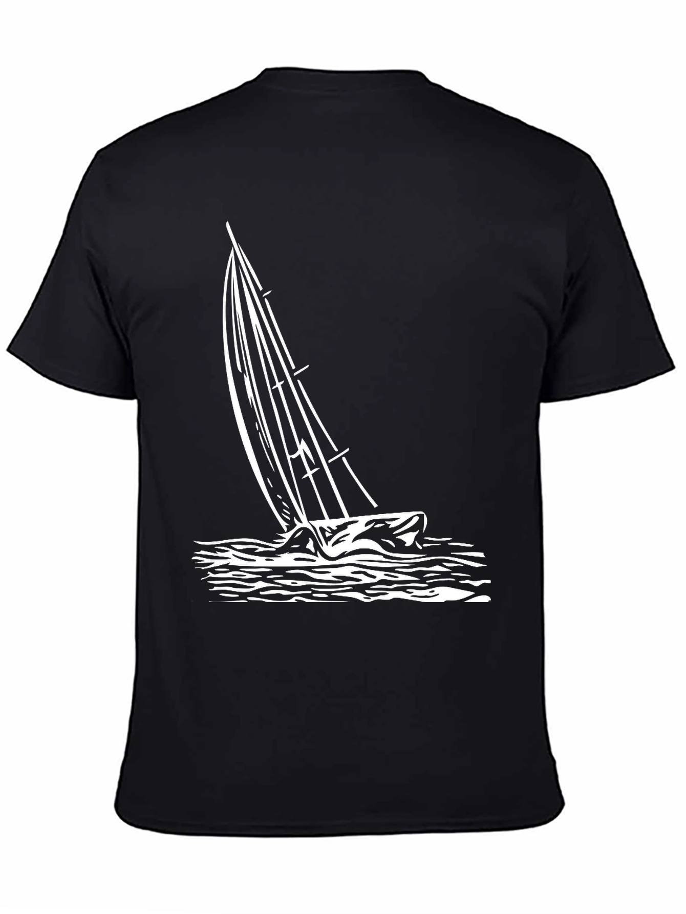 Mens Black Sailboat Graphic T-Shirt