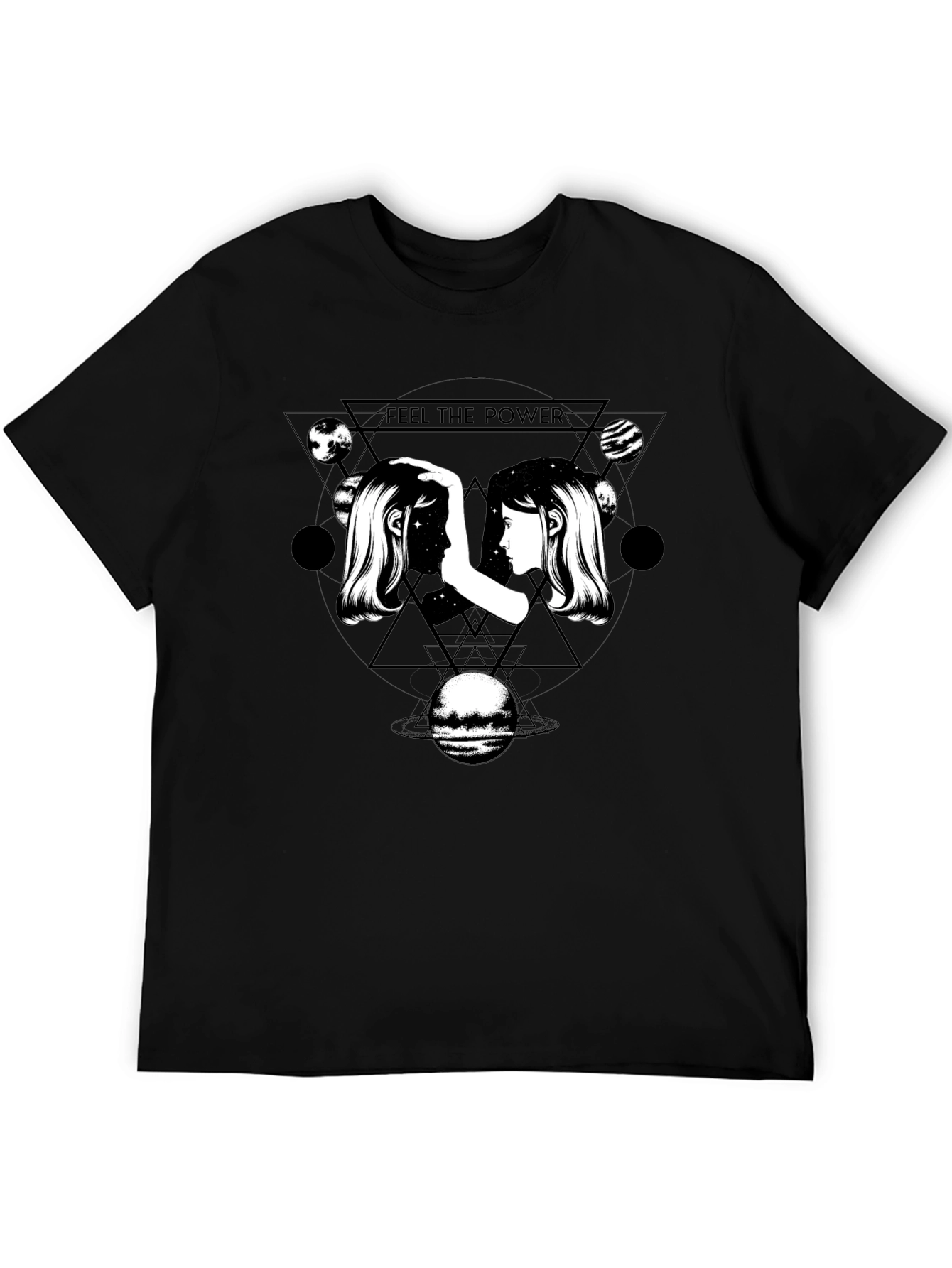 Feel the Power Graphic Tee - Cosmic Twin Design