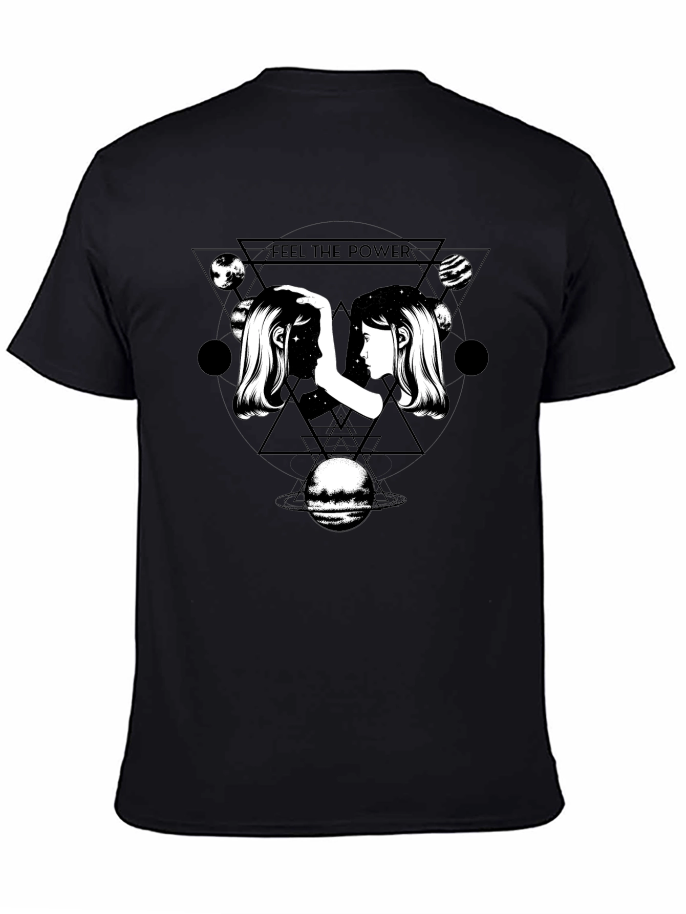 Feel the Power Graphic Tee - Cosmic Twin Design