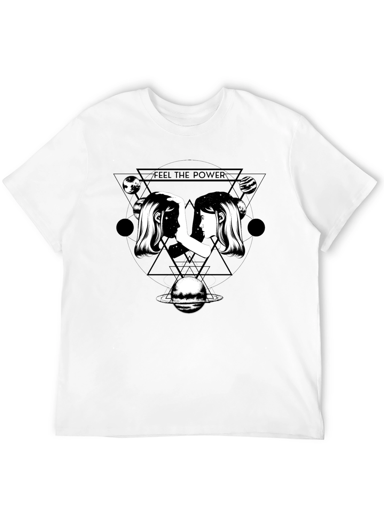 Feel the Power Graphic Tee - Cosmic Twin Design