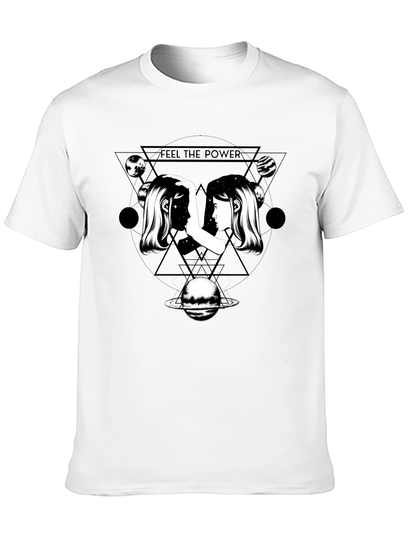 Feel the Power Graphic Tee - Cosmic Twin Design