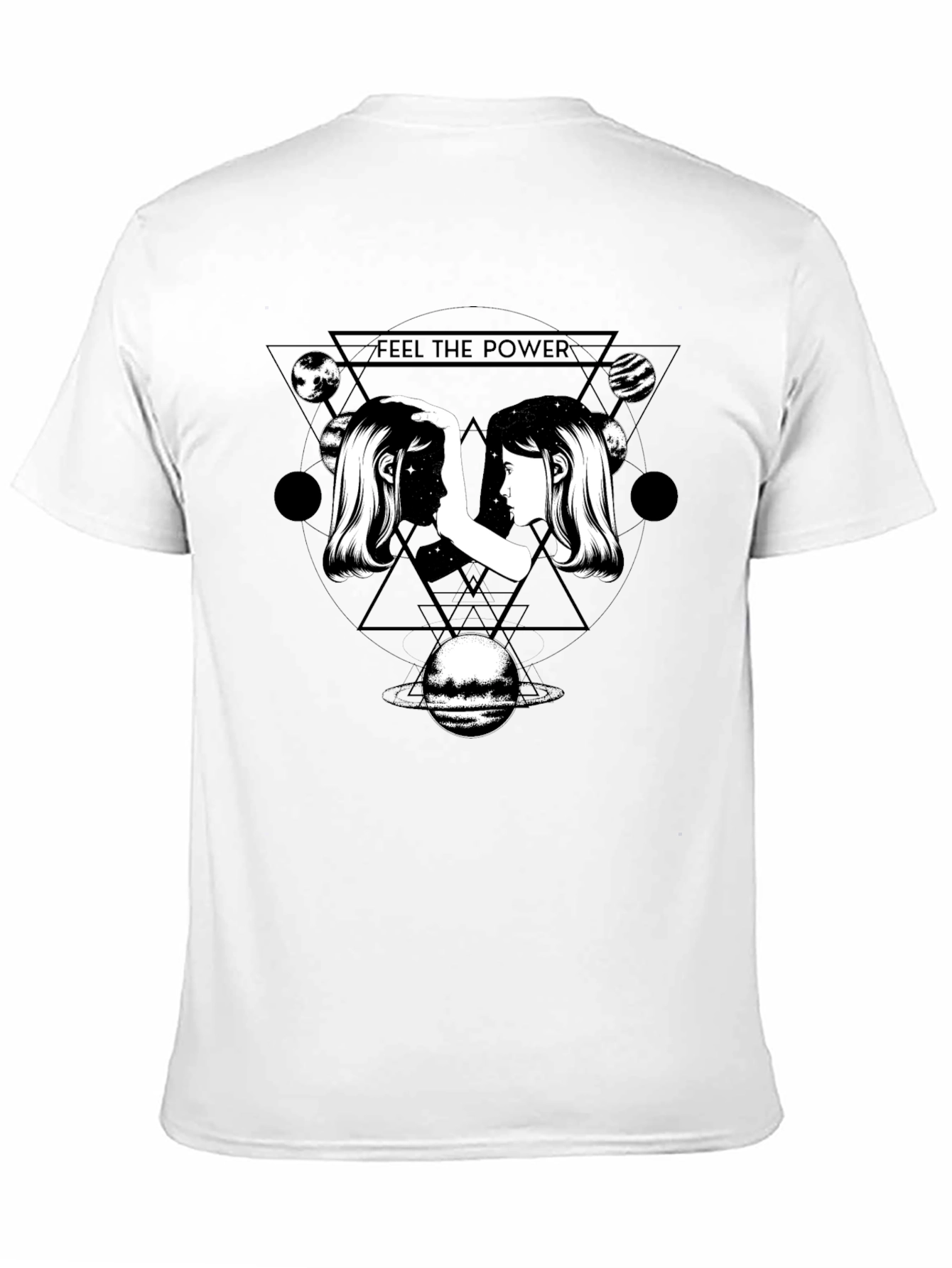 Feel the Power Graphic Tee - Cosmic Twin Design