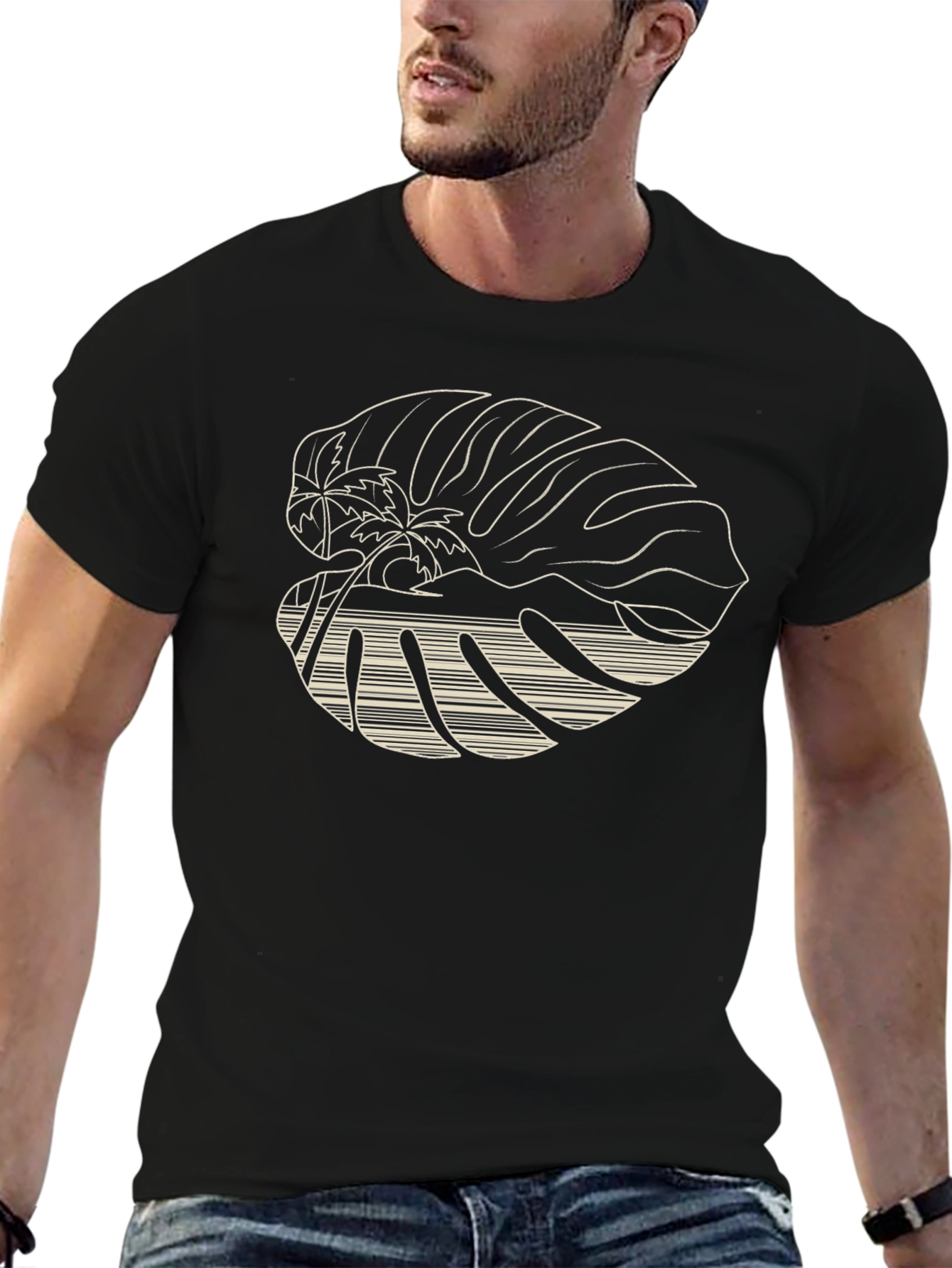 Tropical Island Graphic Tee - Black