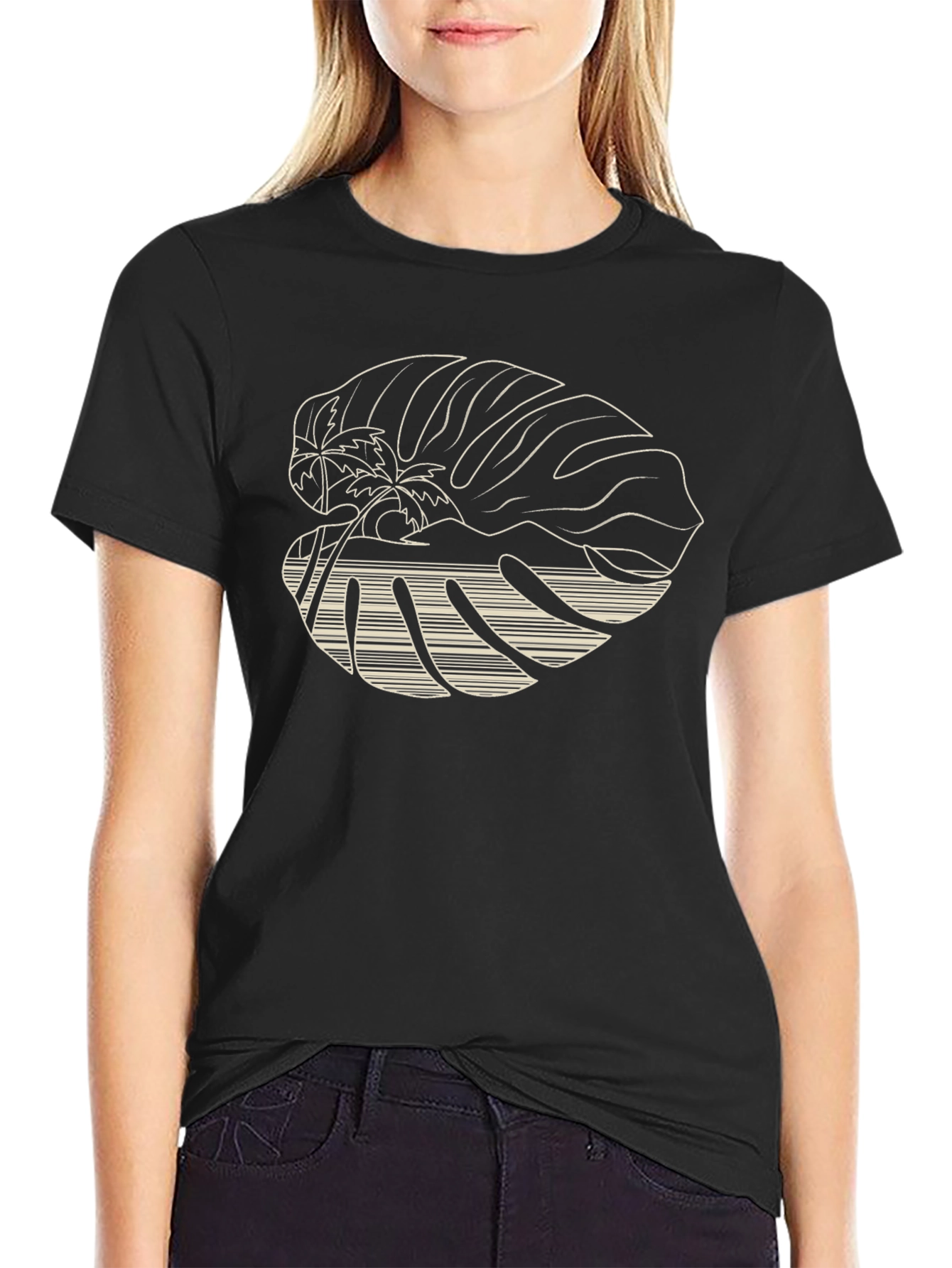 Tropical Island Graphic Tee - Black
