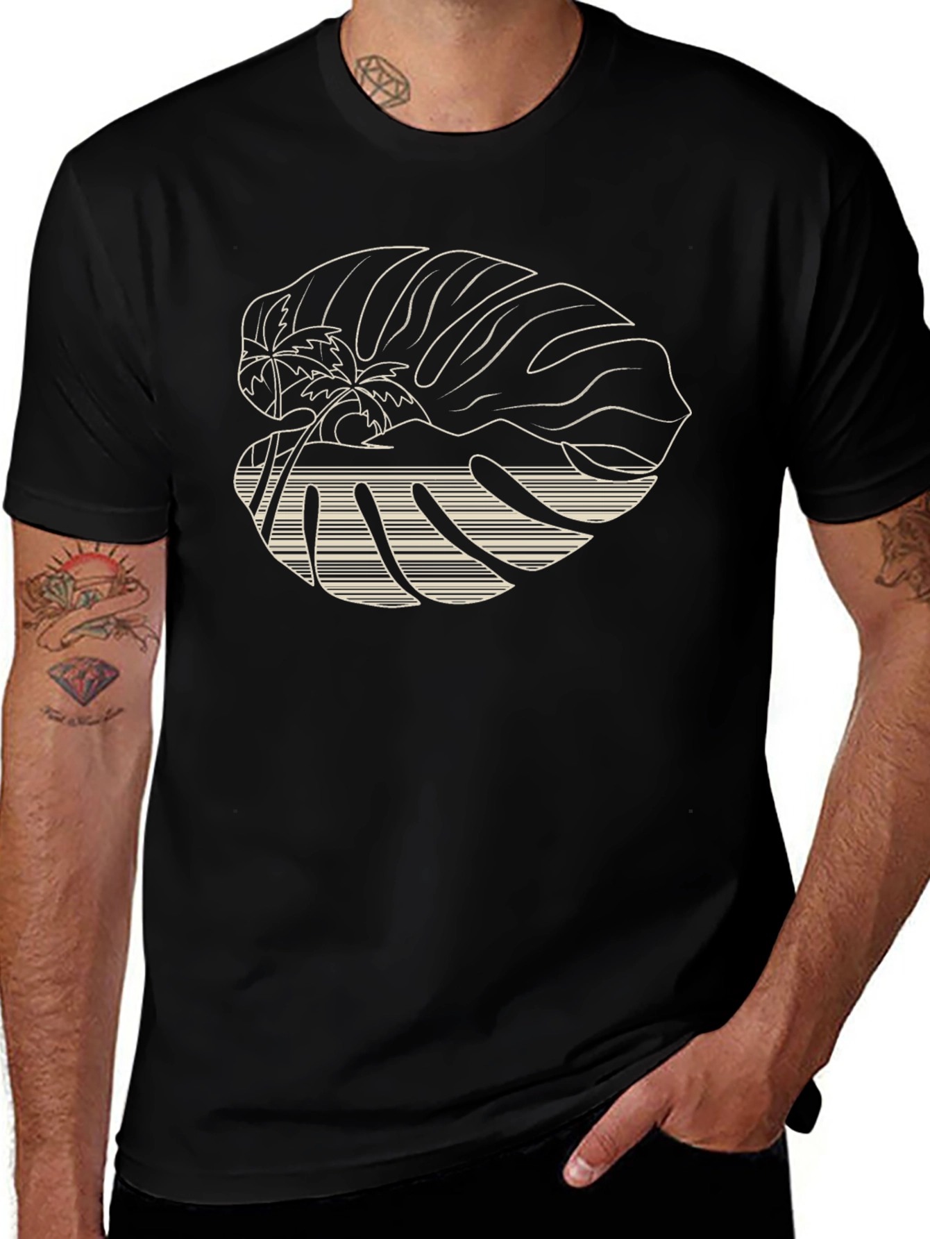 Tropical Island Graphic Tee - Black