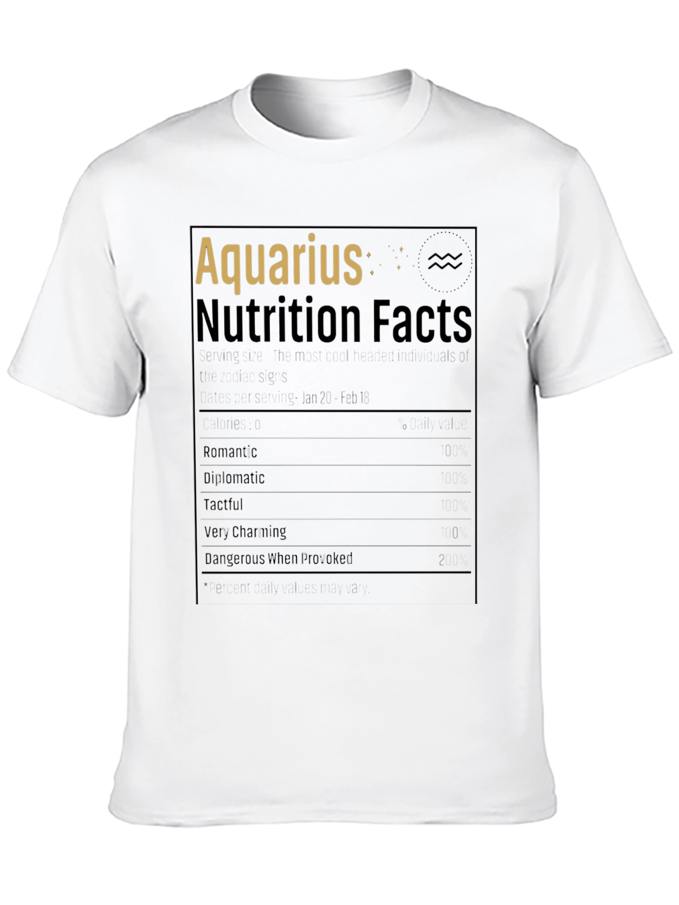 Aquarius Zodiac Nutrition Facts Black T-Shirt