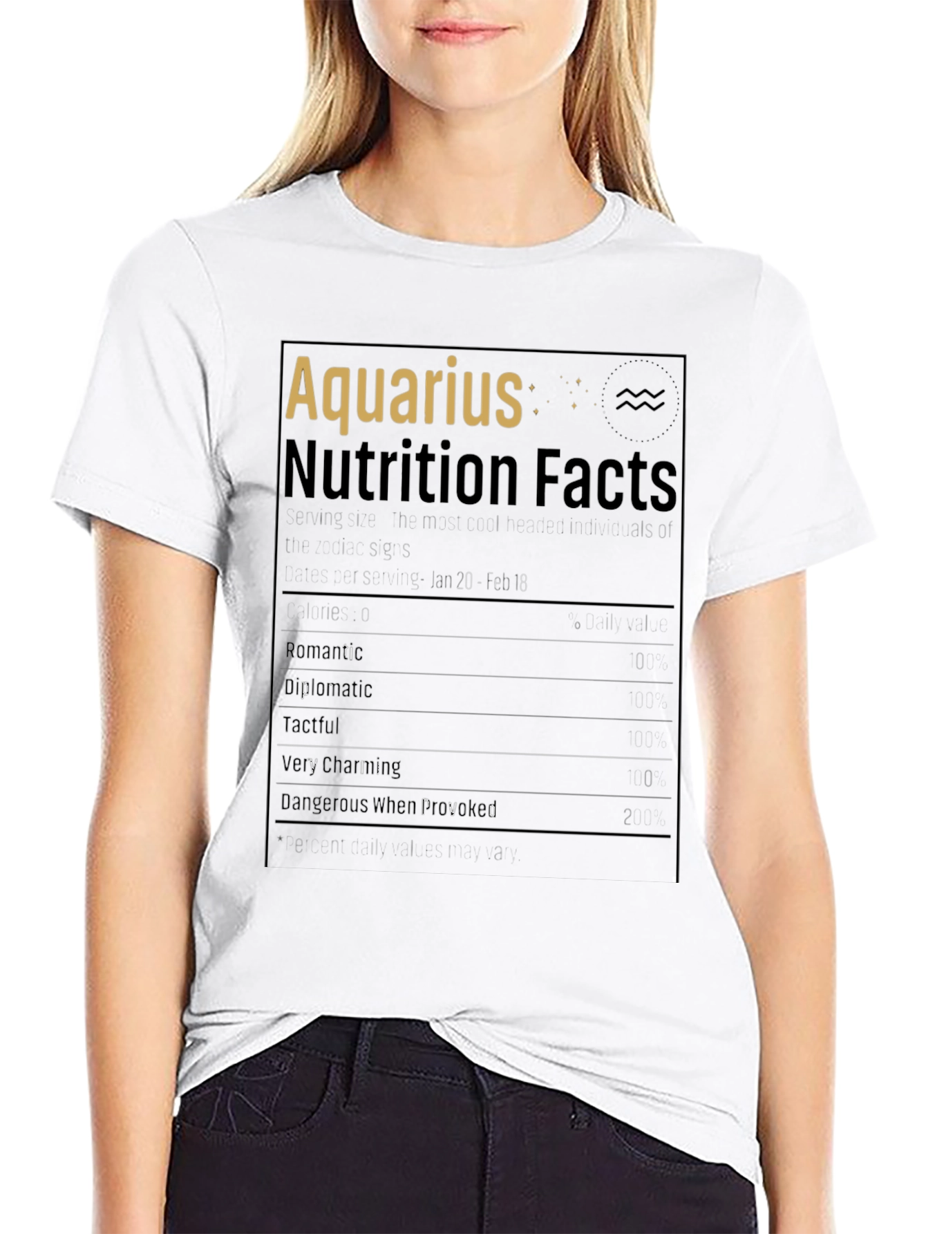 Aquarius Zodiac Nutrition Facts Black T-Shirt