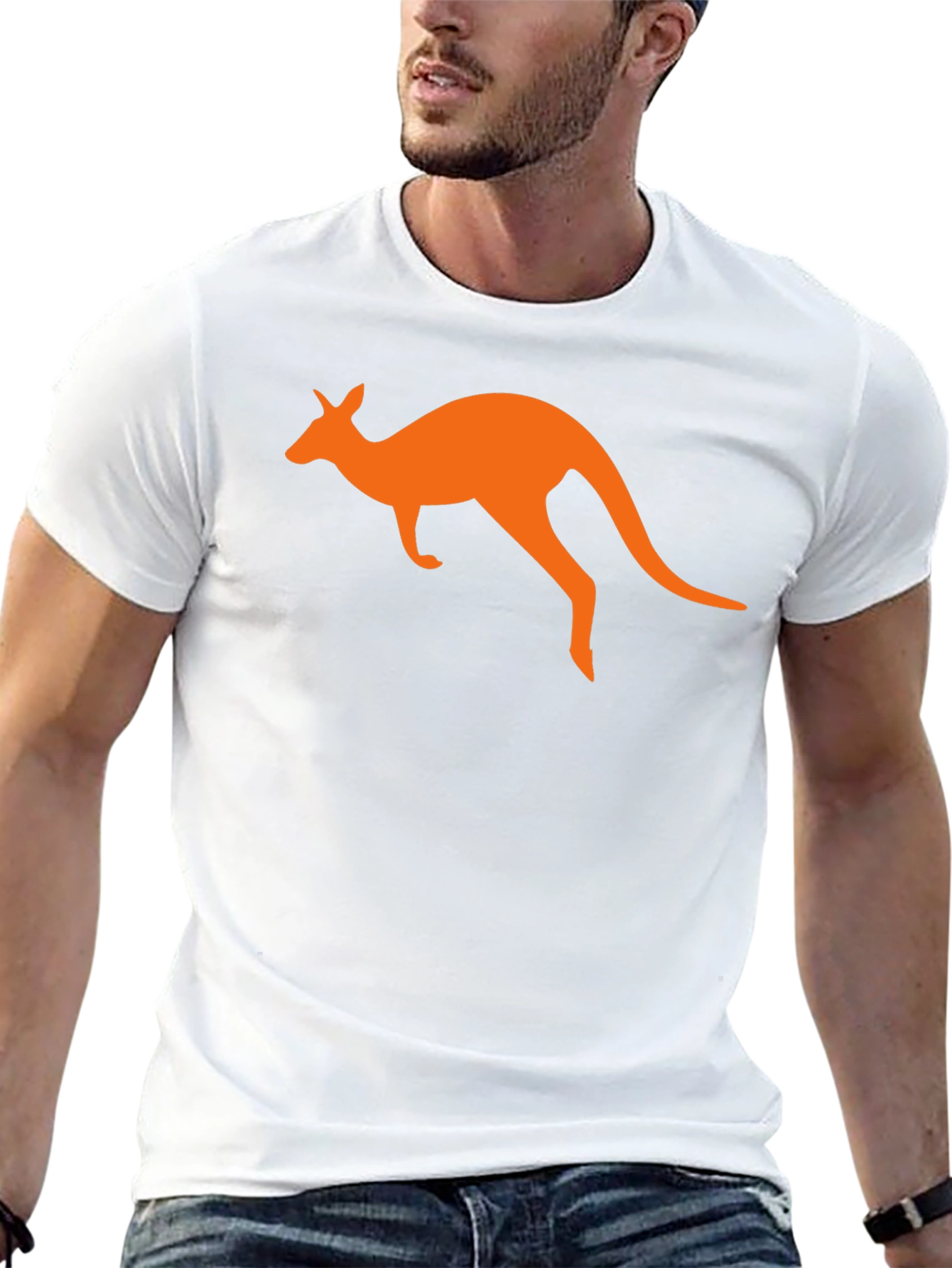 Kangaroo Graphic Tee - Black Cotton T-Shirt