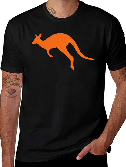 Kangaroo Graphic Tee - Black Cotton T-Shirt