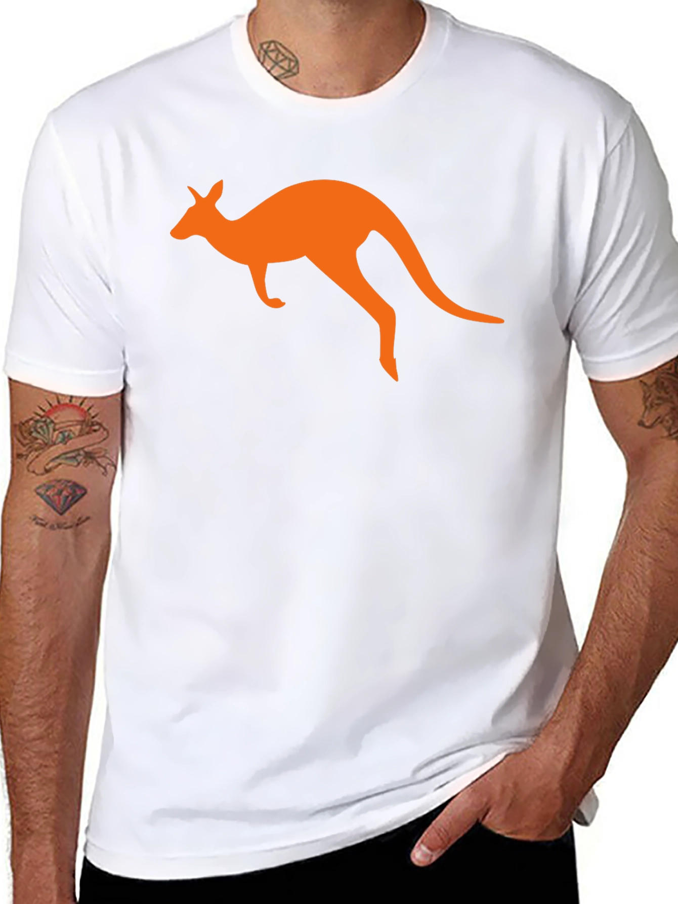 Kangaroo Graphic Tee - Black Cotton T-Shirt