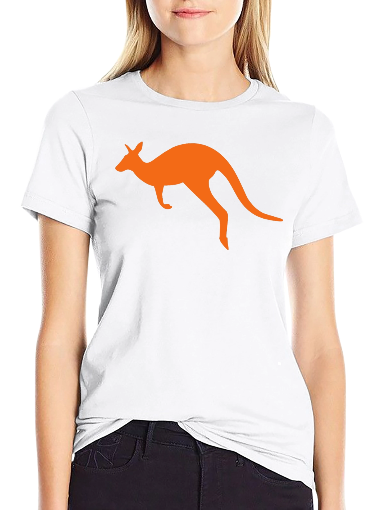 Kangaroo Graphic Tee - Black Cotton T-Shirt