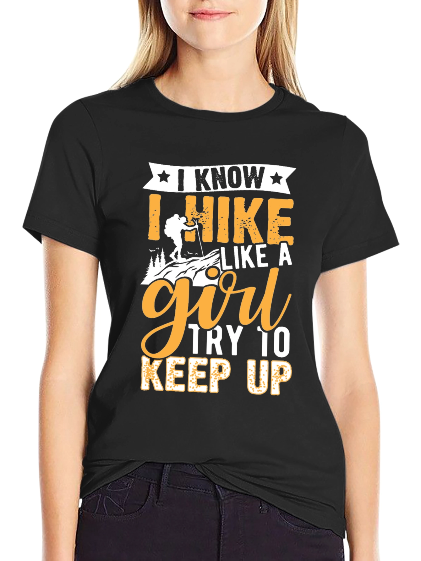 I Hike Like A Girl Black Graphic Tee
