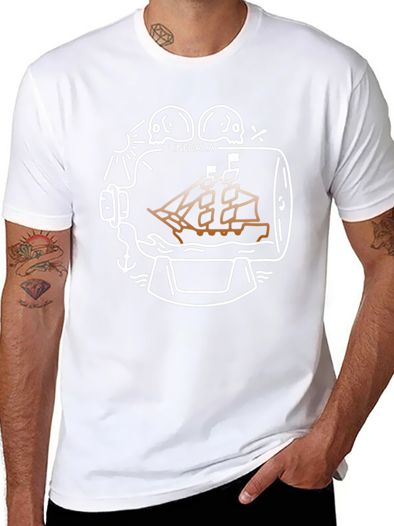 Linedala Ship In A Bottle Graphic Tee