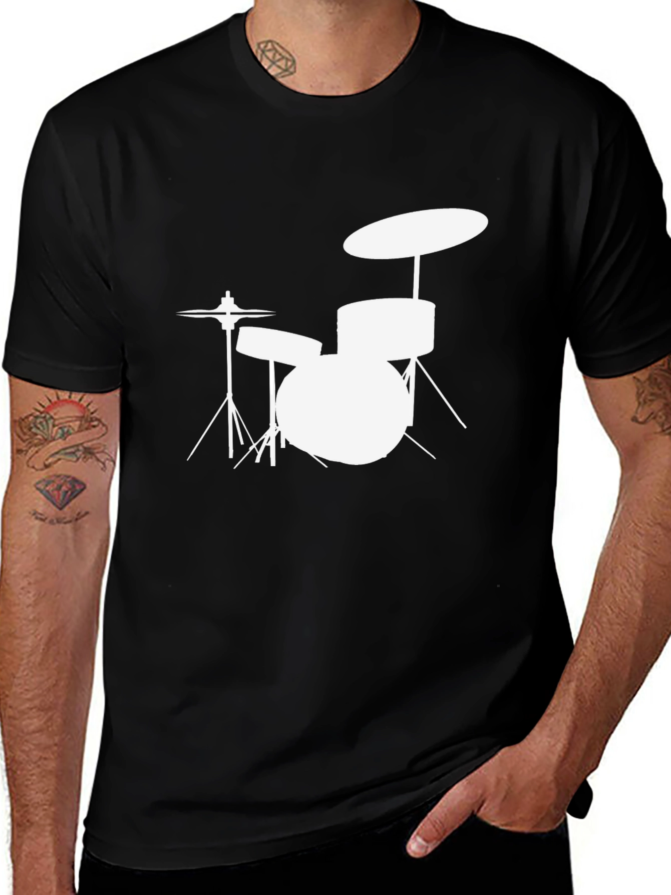 Drum Kit T-Shirt - Black Music Tee
