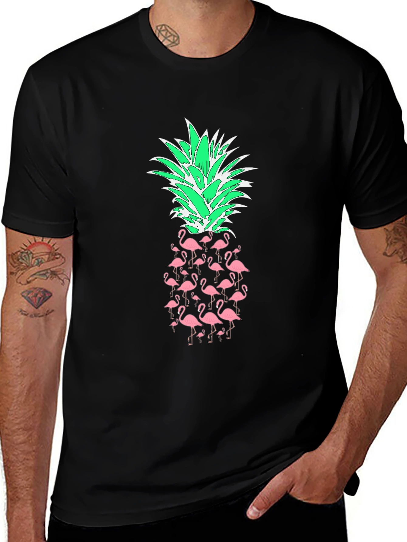 Flamingo Pineapple Graphic Tee - Tropical Style