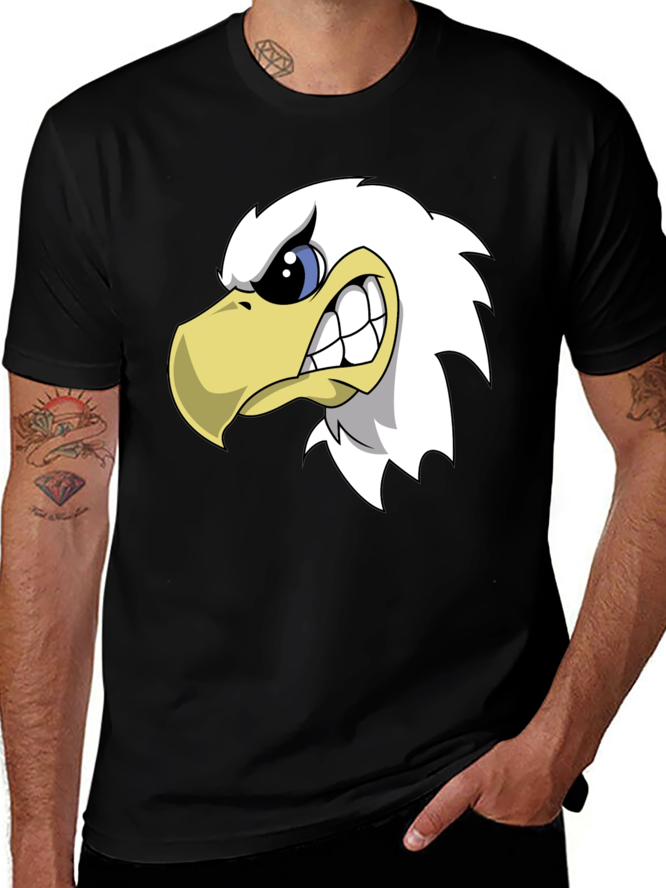 Mens Black Eagle Graphic T-Shirt