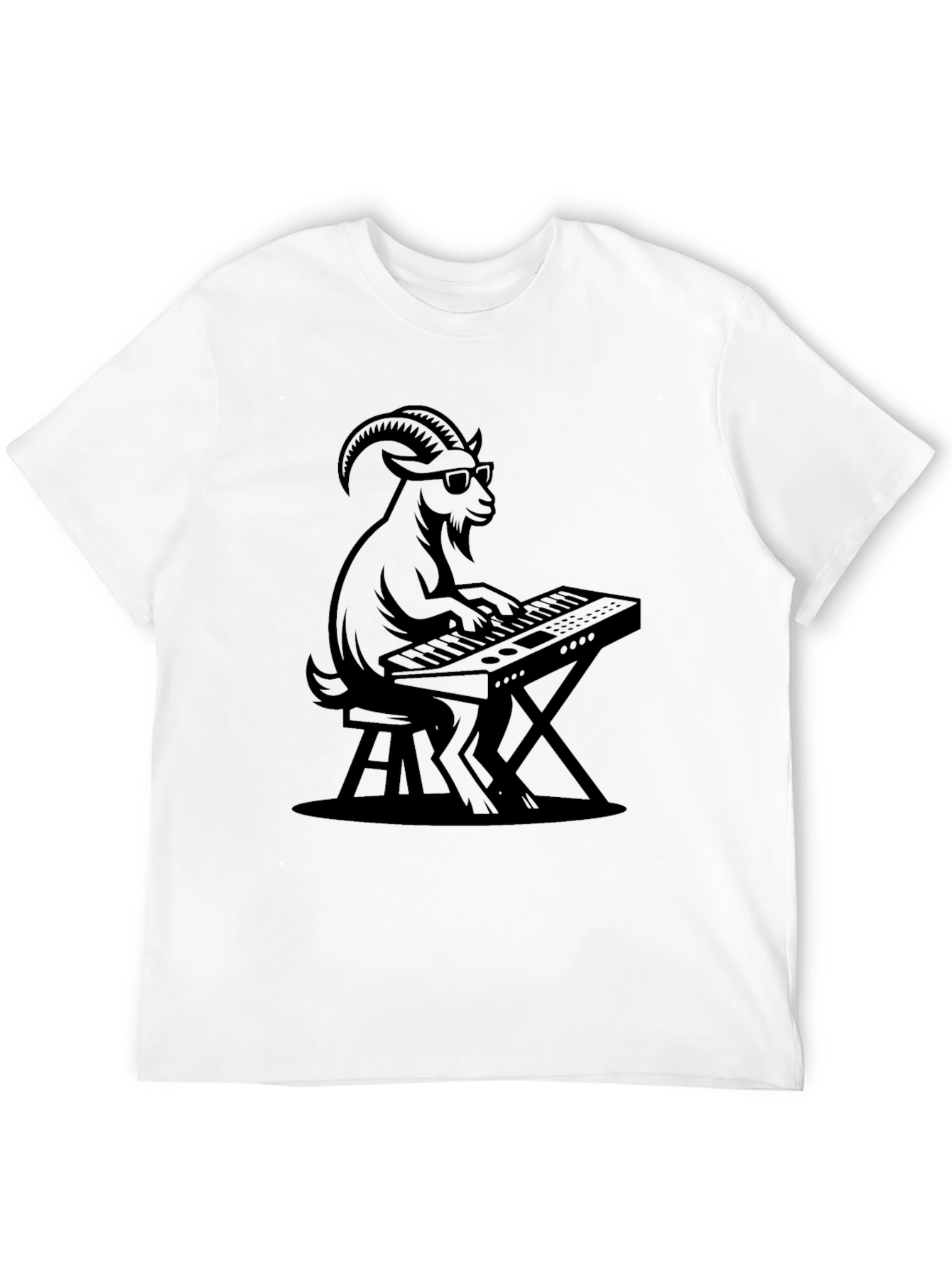 Goat Playing Keyboard Graphic T-Shirt