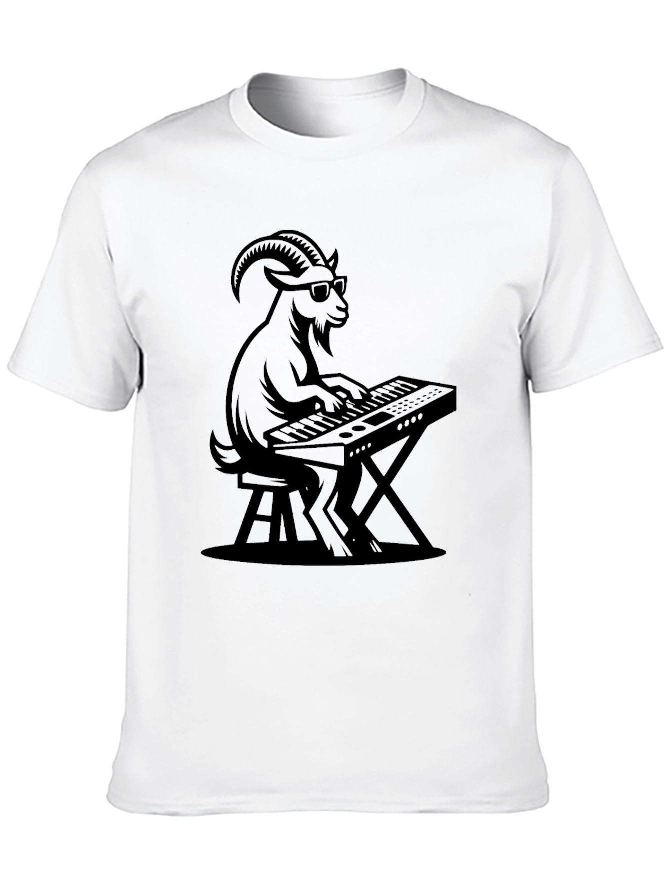 Goat Playing Keyboard Graphic T-Shirt