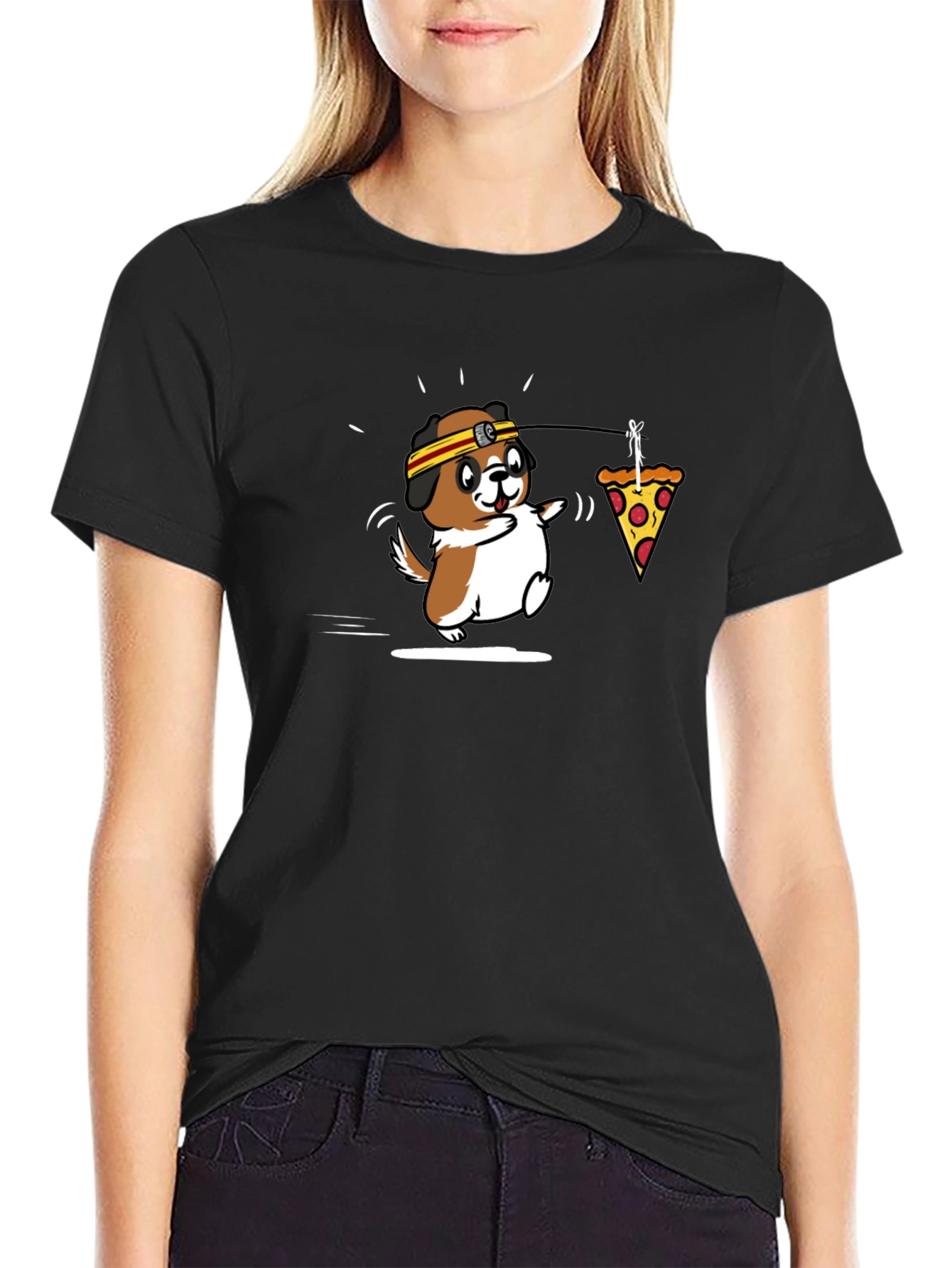 Funny Dog Pizza T-Shirt - Jogging for Pizza