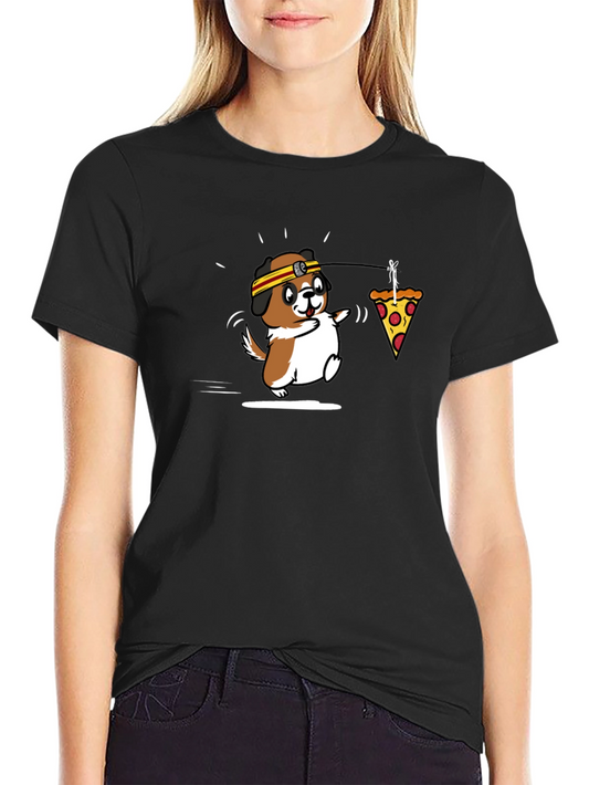 Funny Dog Pizza T-Shirt - Jogging for Pizza