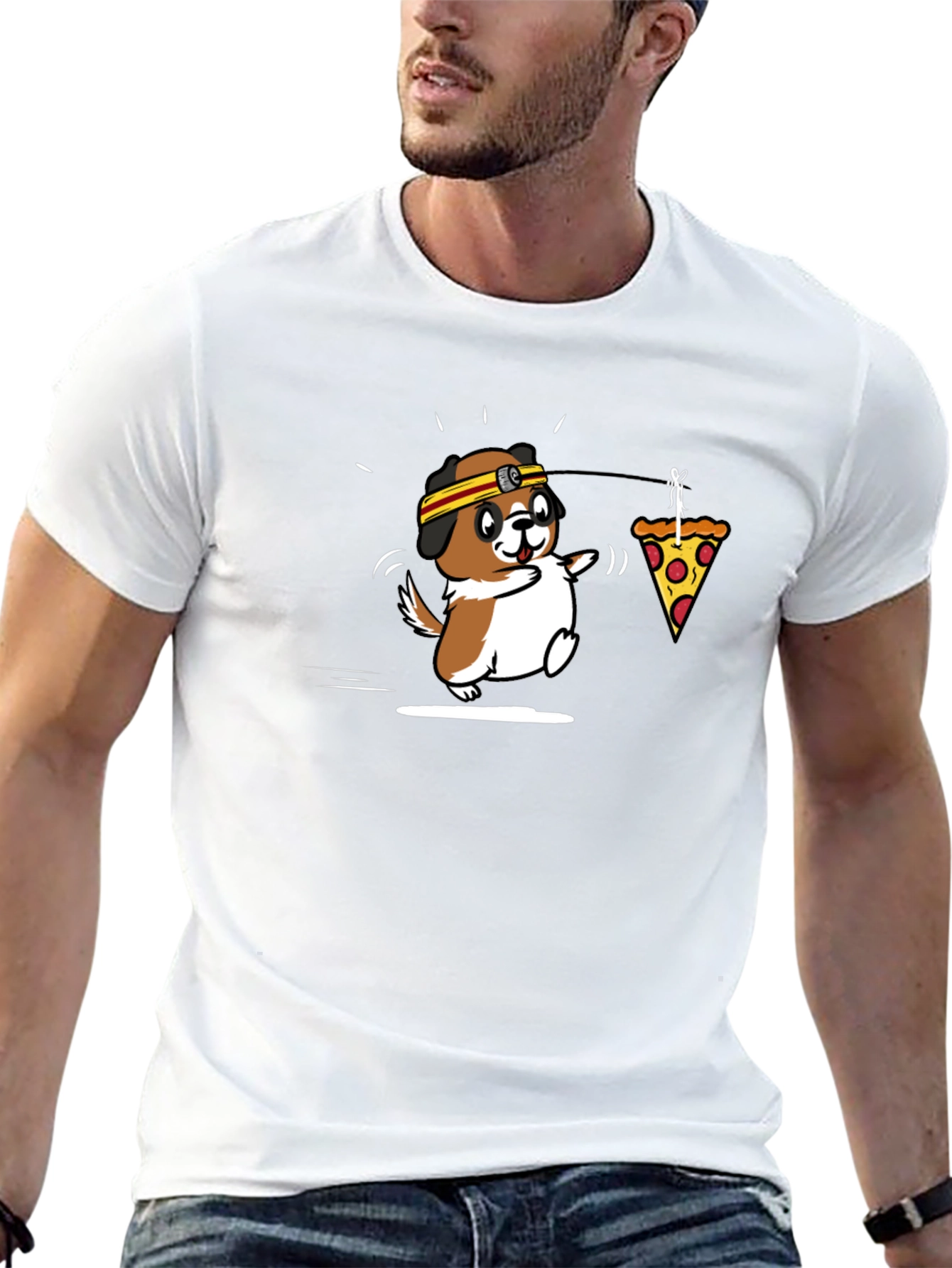 Funny Dog Pizza T-Shirt - Jogging for Pizza