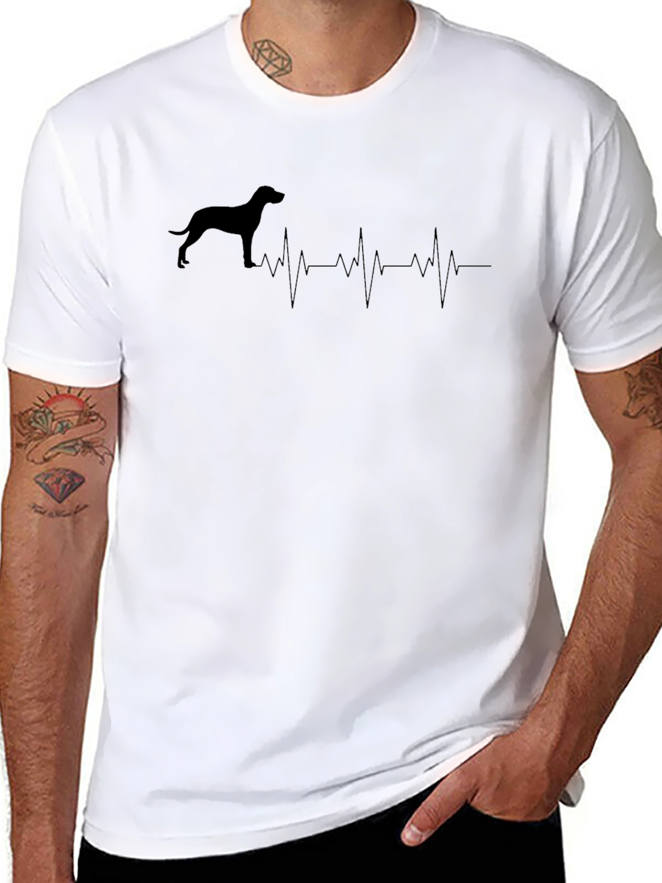 Dog Breed Heartbeat T-Shirt - Black