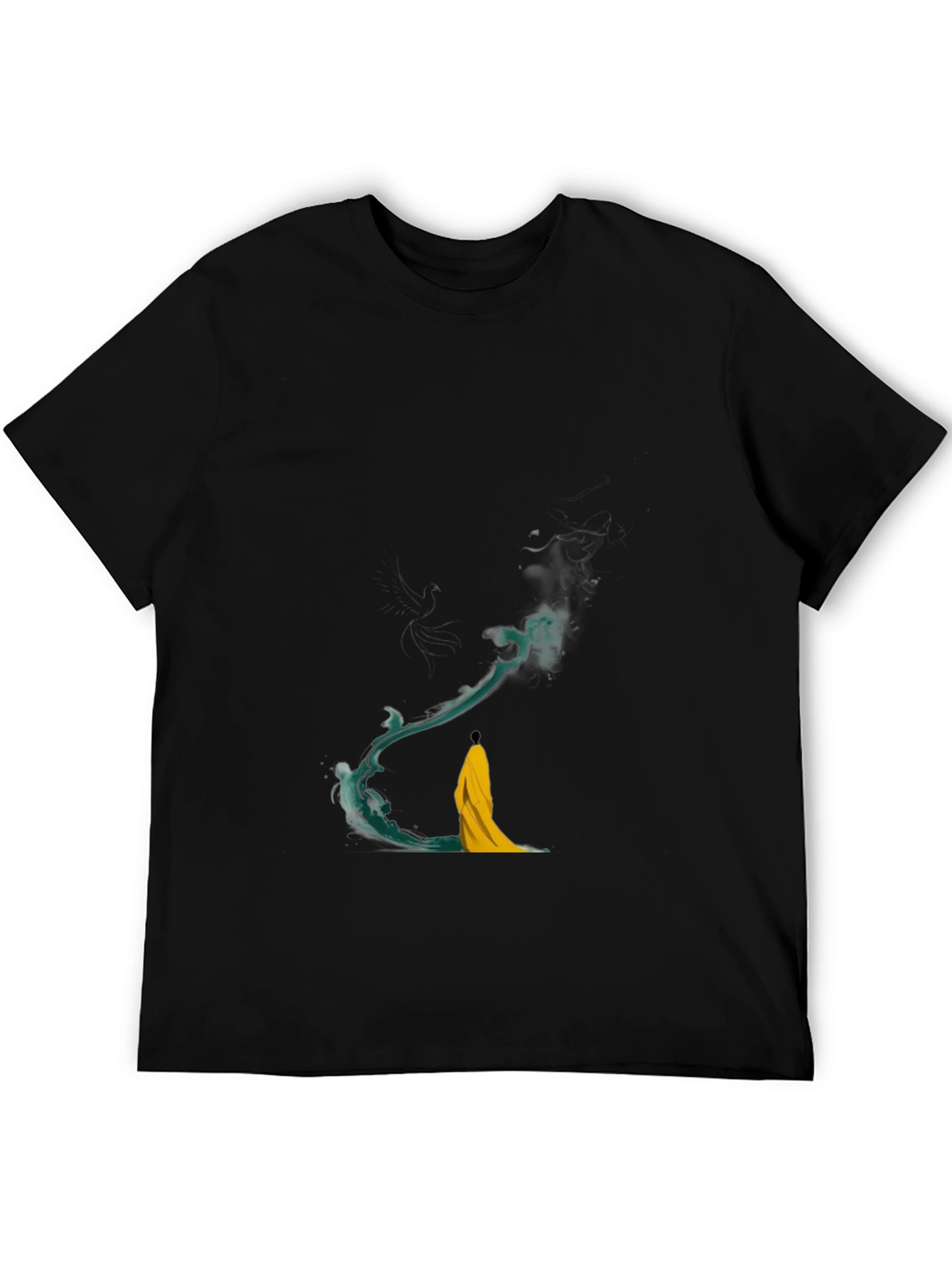 Artistic Black T-Shirt with Abstract Water Design