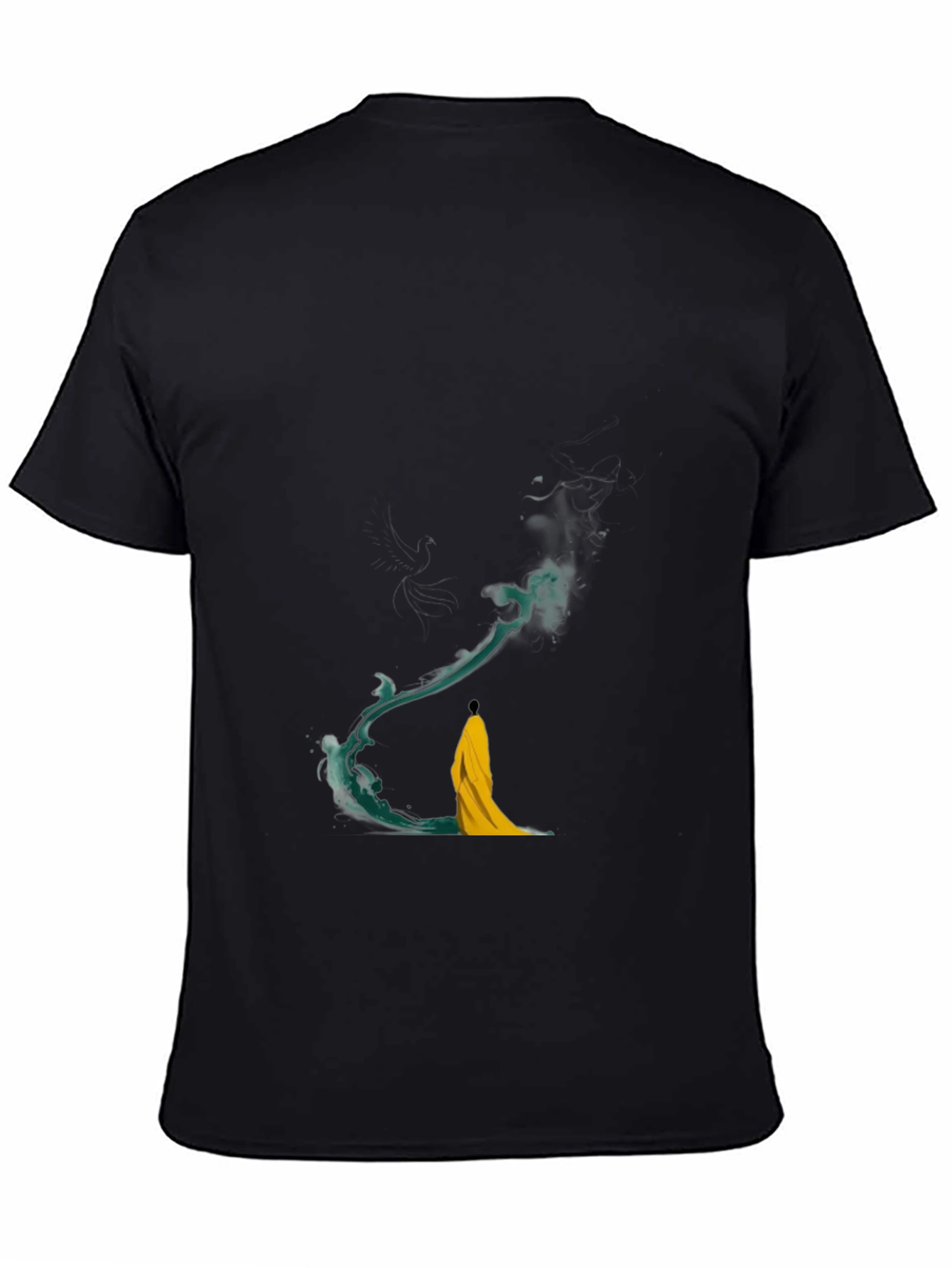 Artistic Black T-Shirt with Abstract Water Design