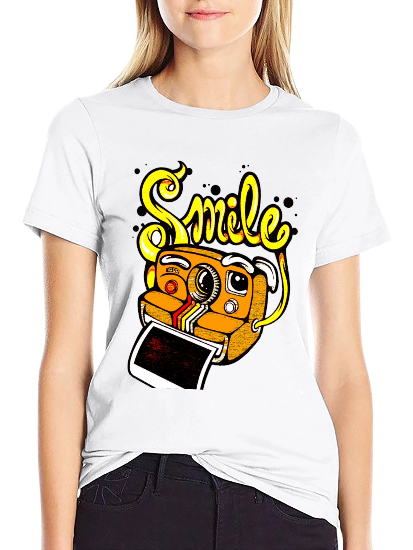 Smile Camera Graphic Tee - Black
